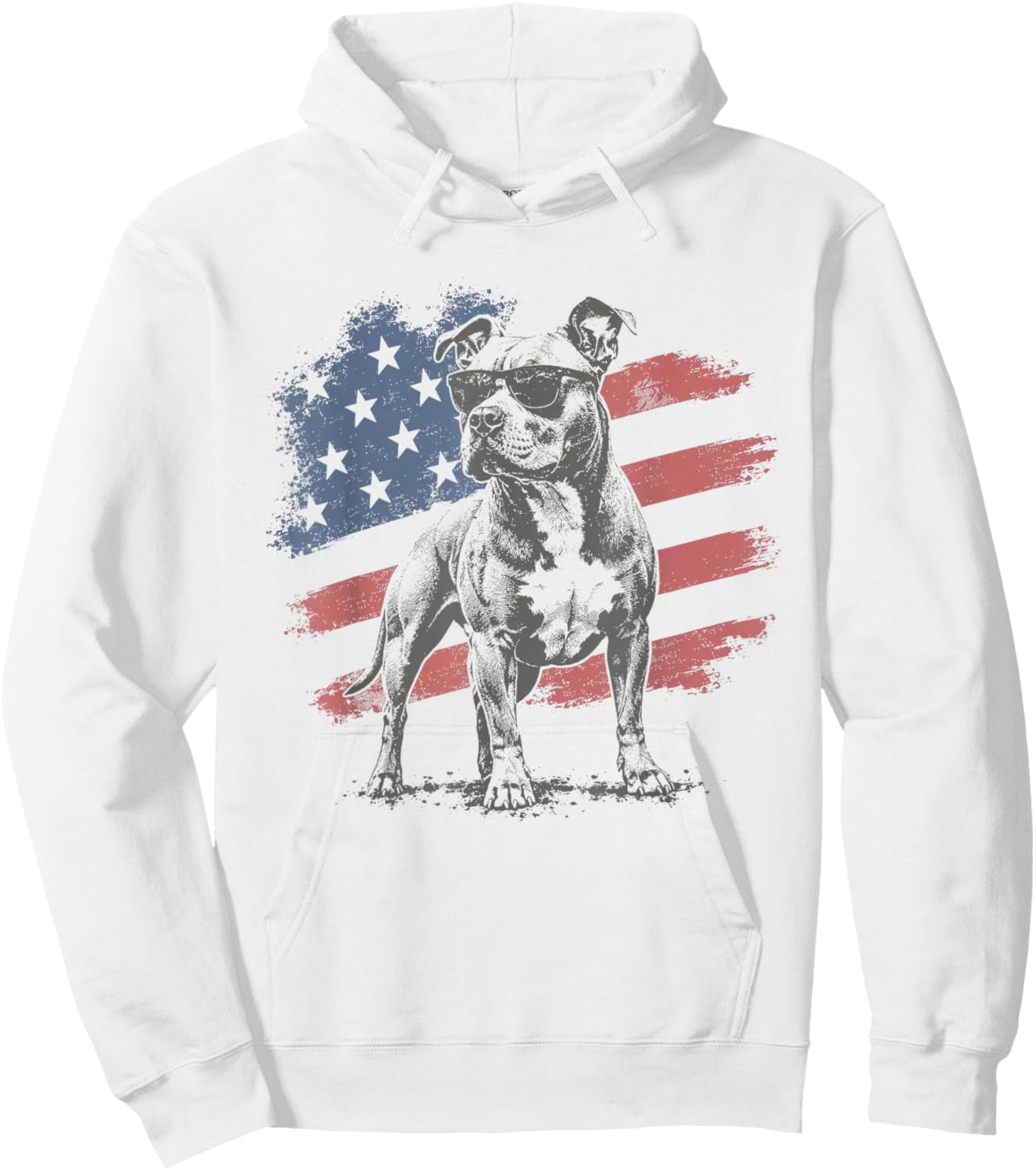 Patriotic Pit Bull Dog USA Flag Sunglasses 4th of July Hoodie - Hoodie | White