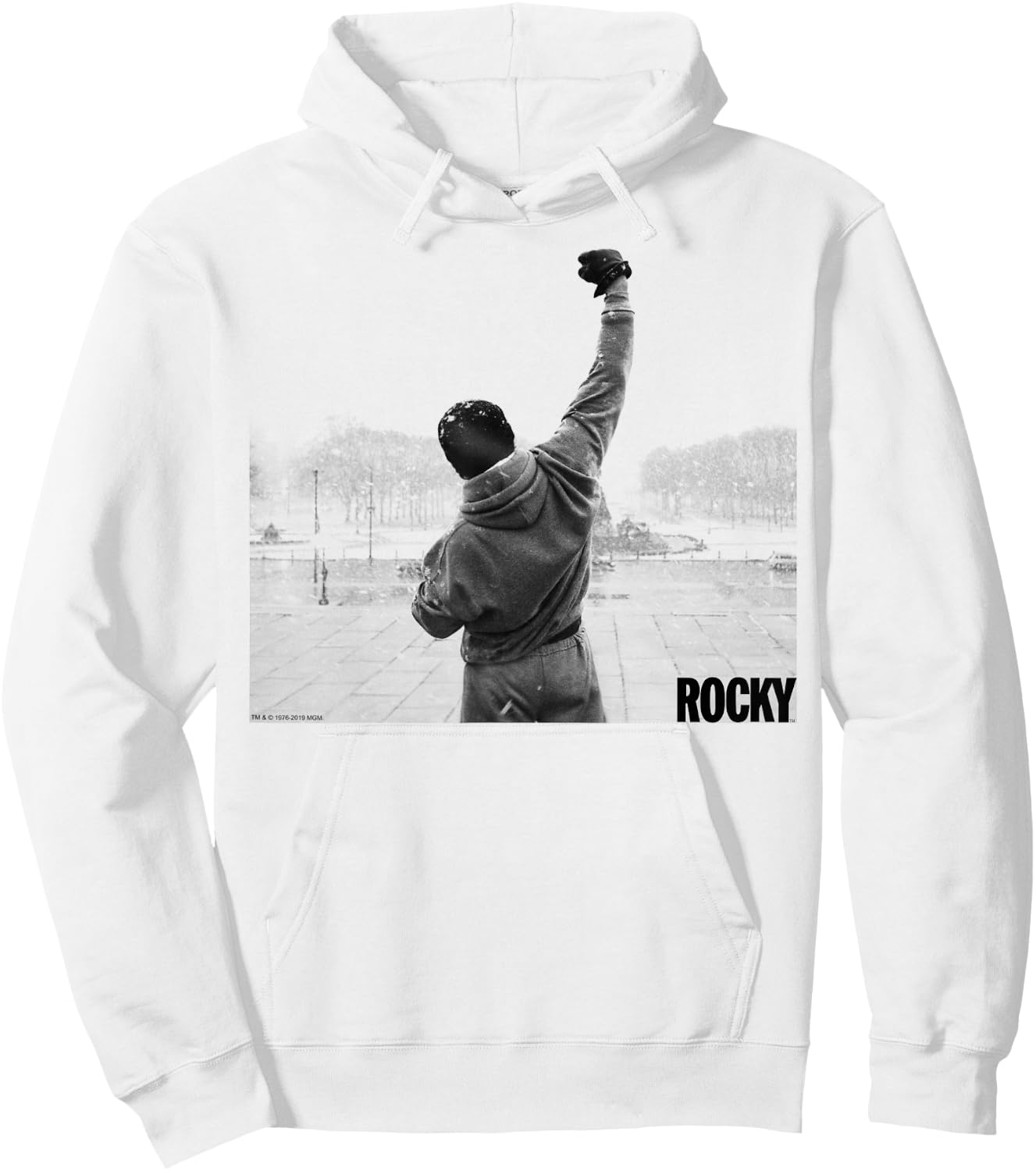 Rocky Fist Raise Grey Scale Movie Poster Hoodie - Hoodie | White