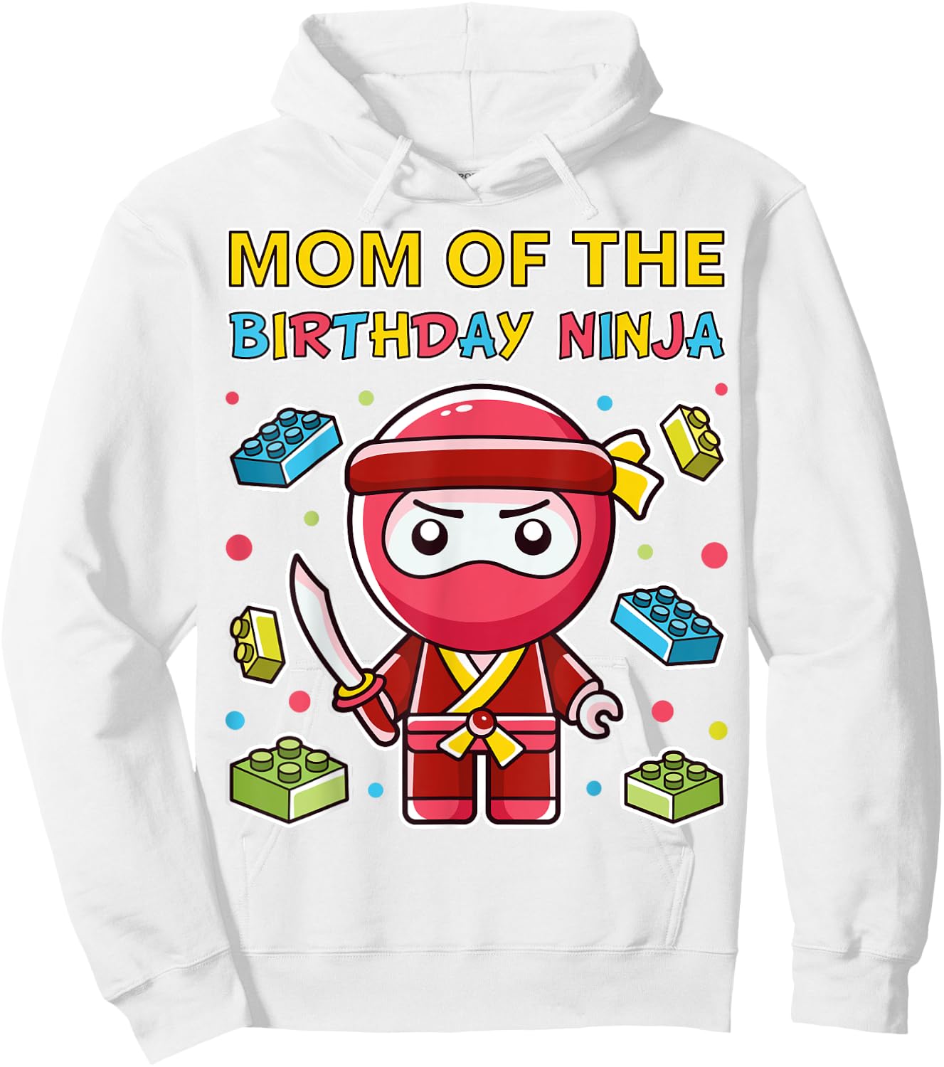 Mom of the Blocks Ninja Birthday Boy Brick Building Kid Boy Hoodie - Hoodie | White