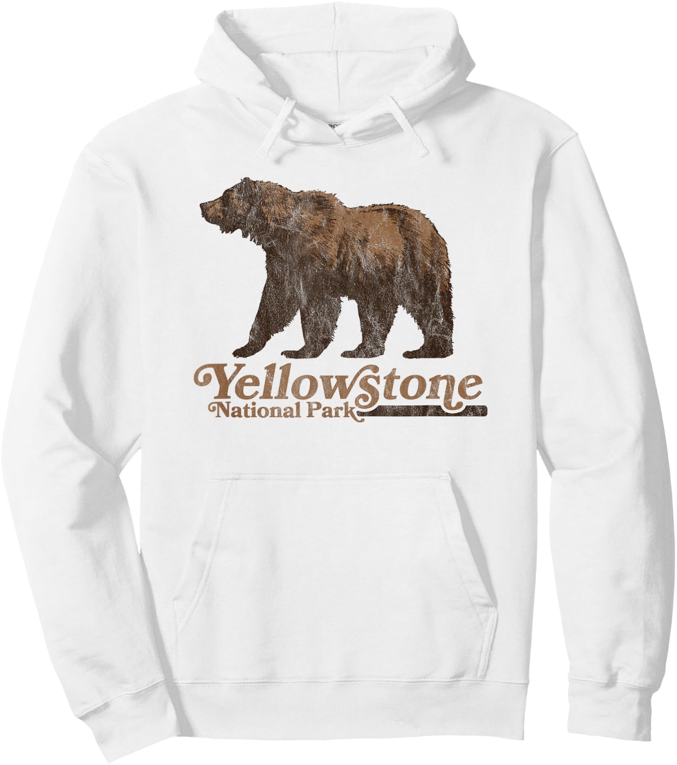 Vintage Yellowstone National Park Retro Grizzly Bear Hoodie - Hoodie | White