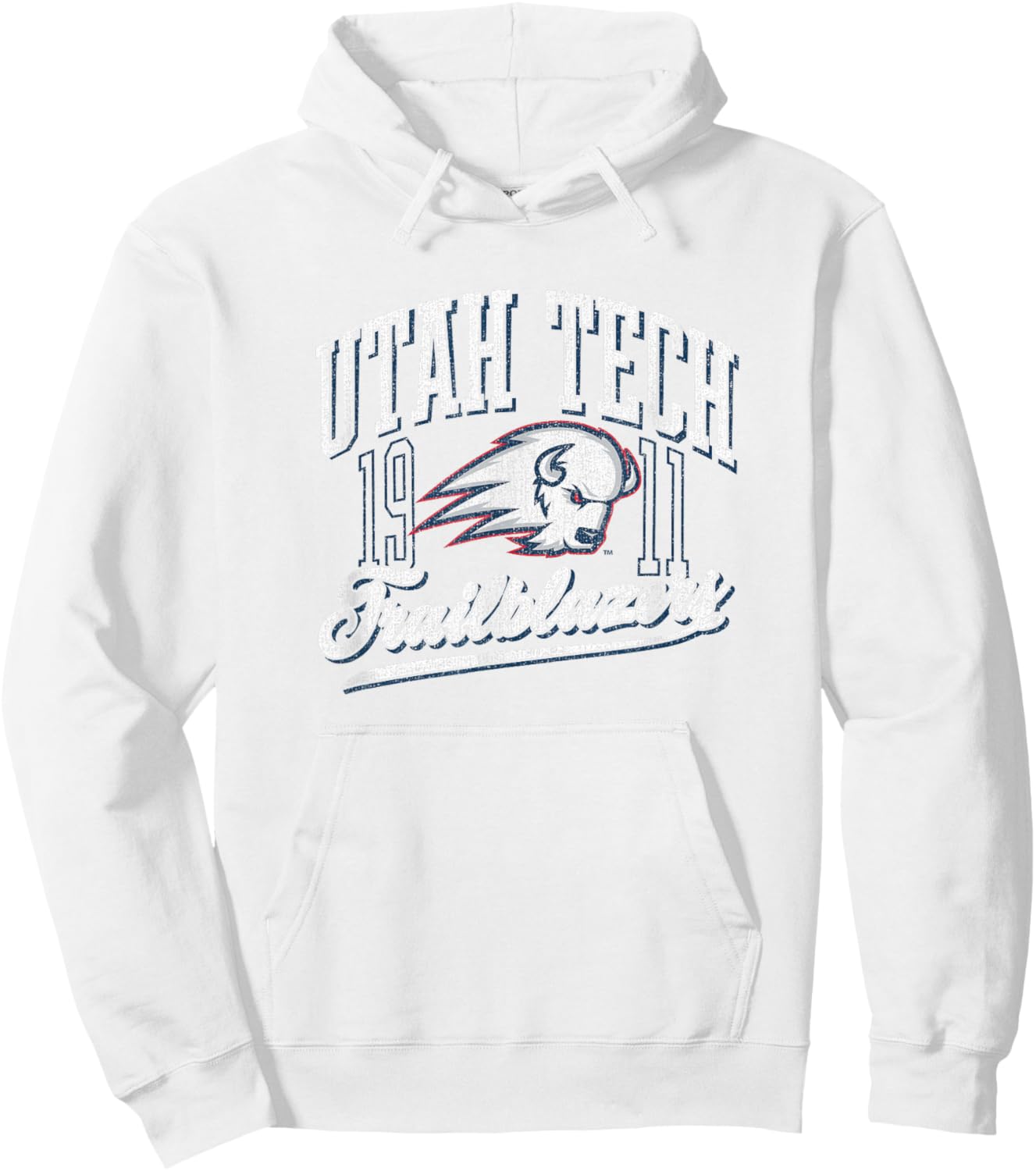 Utah Tech University Trailblazers Vintage Script Emblem Hoodie - Hoodie | White
