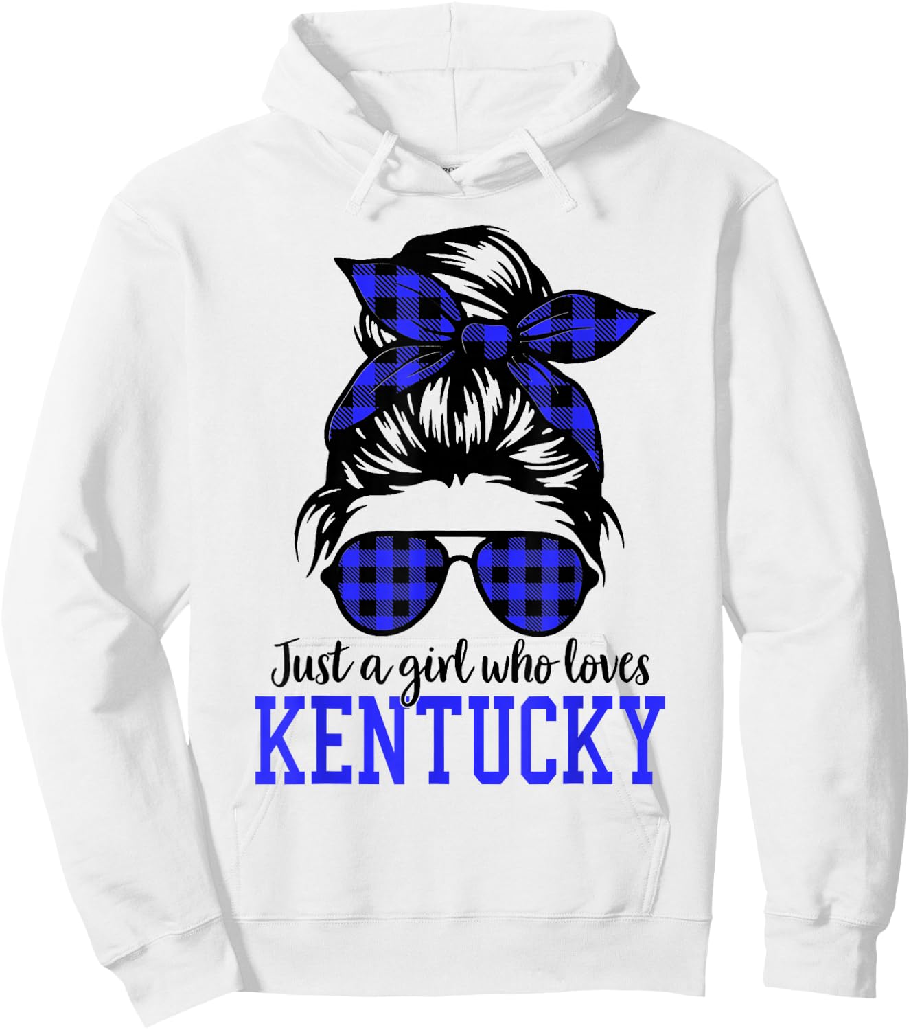 Kentucky Women Girls Messy Bun Hair, Kentucky State Pride Hoodie - Hoodie | White
