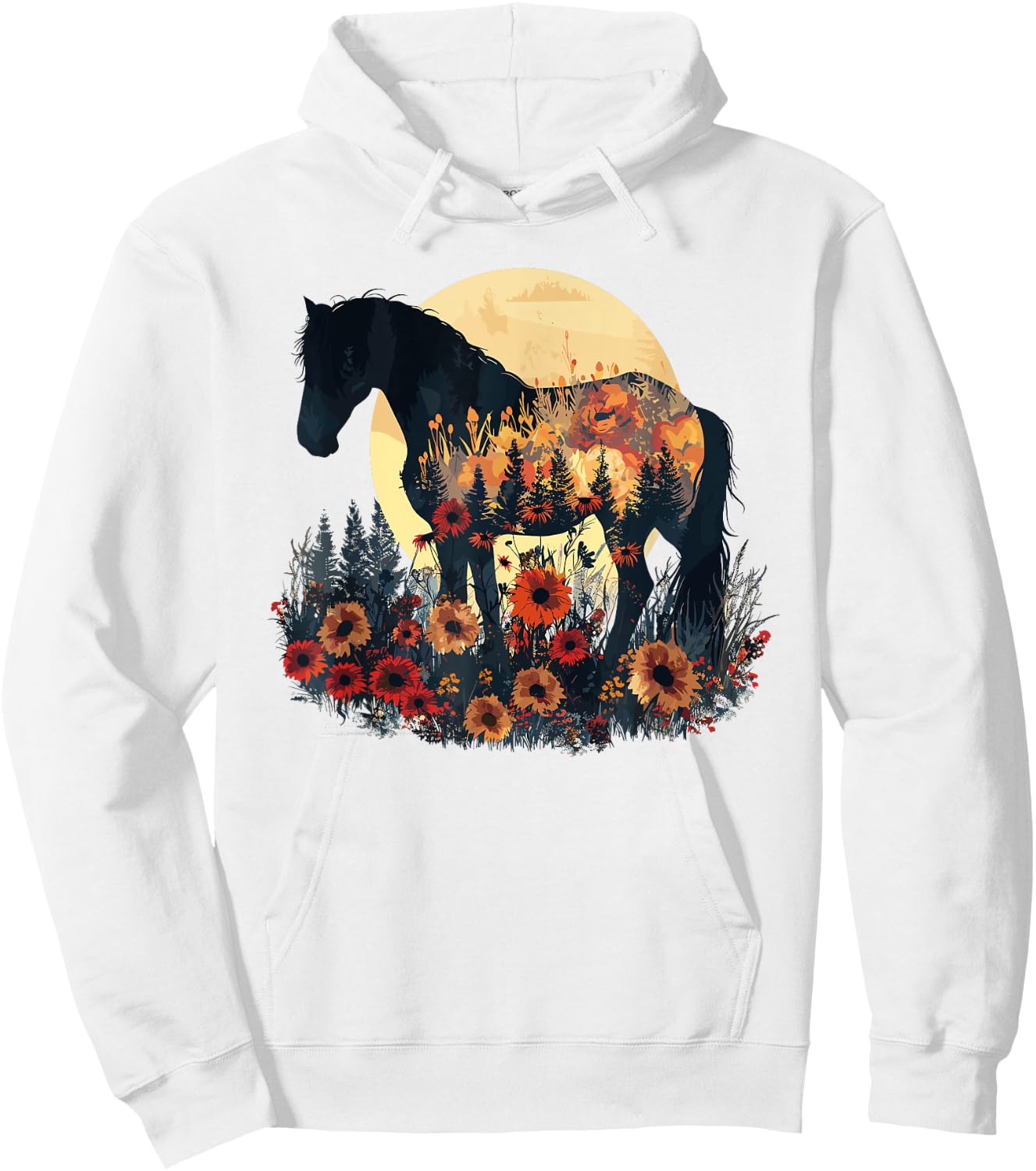 Horse Flowers Lover Nature Wildlife Pony Hoodie - Hoodie | White