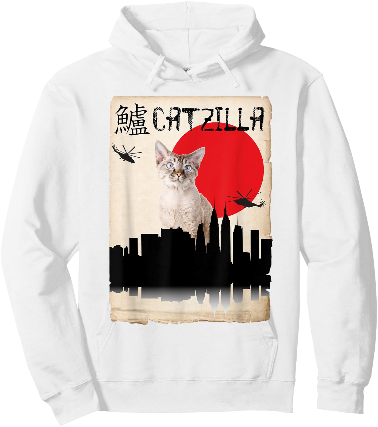 Devon Rex Cat Catzilla Women Kids Hoodie - Hoodie | White
