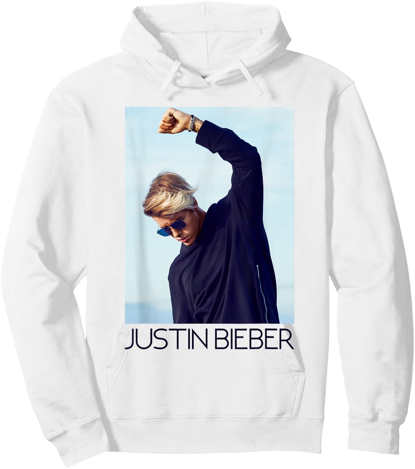 Justin Bieber Official Blue Shades Fist Hoodie - Hoodie | White