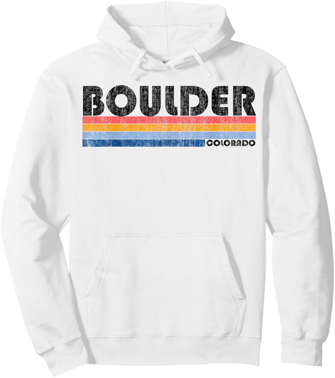Vintage 1980s Style Boulder, CO Hoodie - Hoodie | White