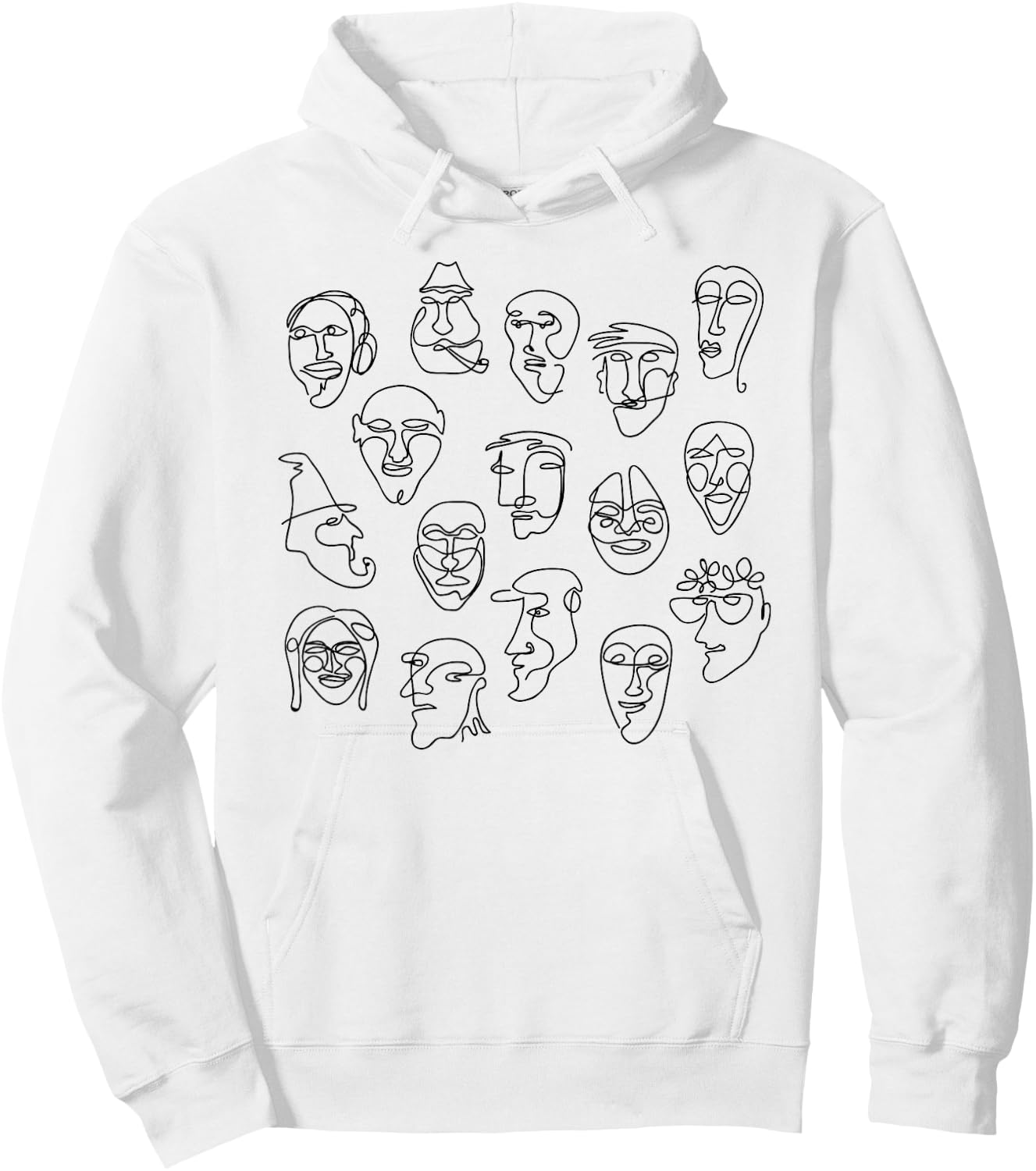 Single Line Face Design Character Hoodie - Hoodie | White