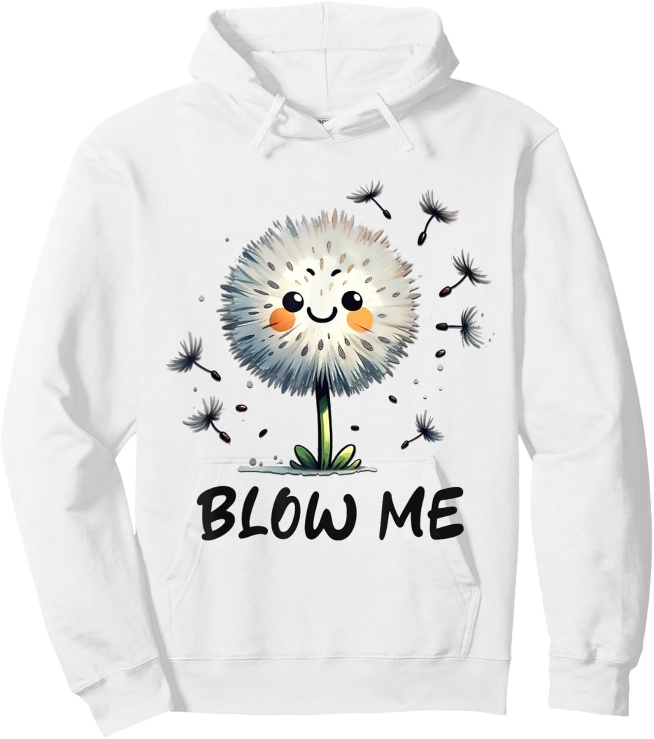 Sarcastic Blow Me Dandelion Bold Humor Graphic Hoodie - Hoodie | White