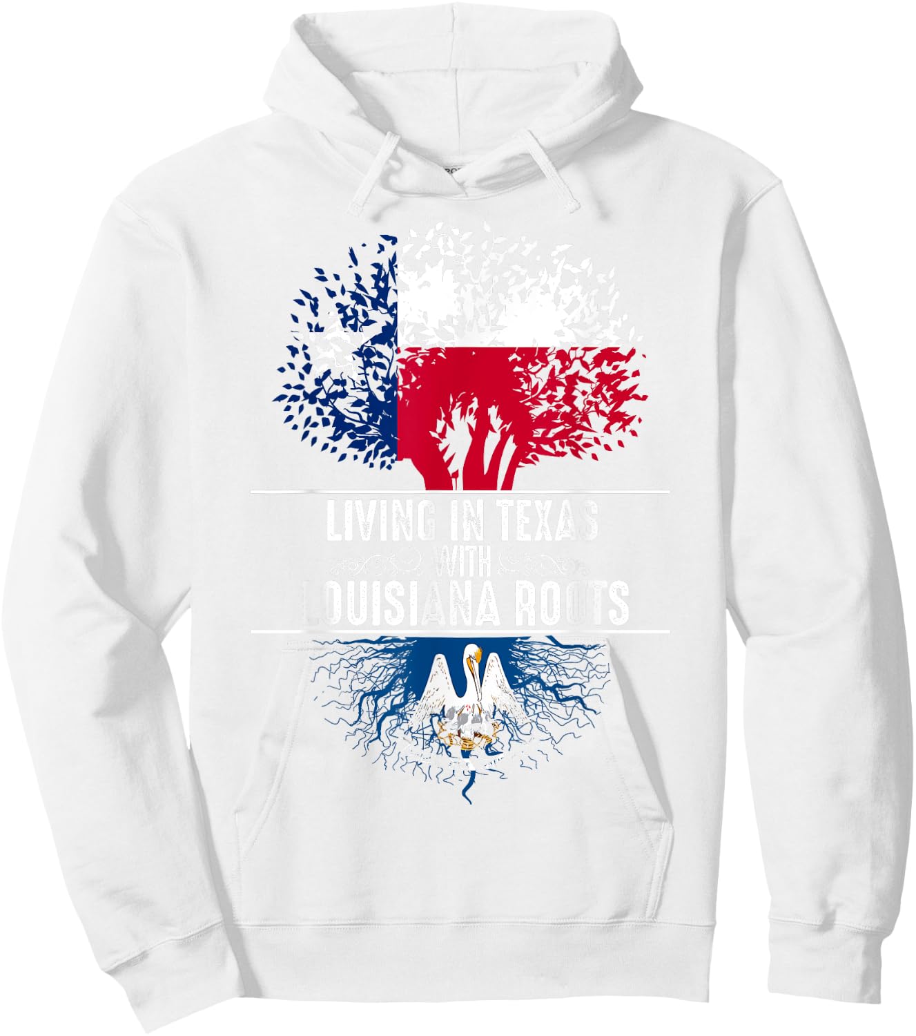 Texas Home Louisiana Roots State Tree Flag Shirt Love Gift Hoodie - Hoodie | White