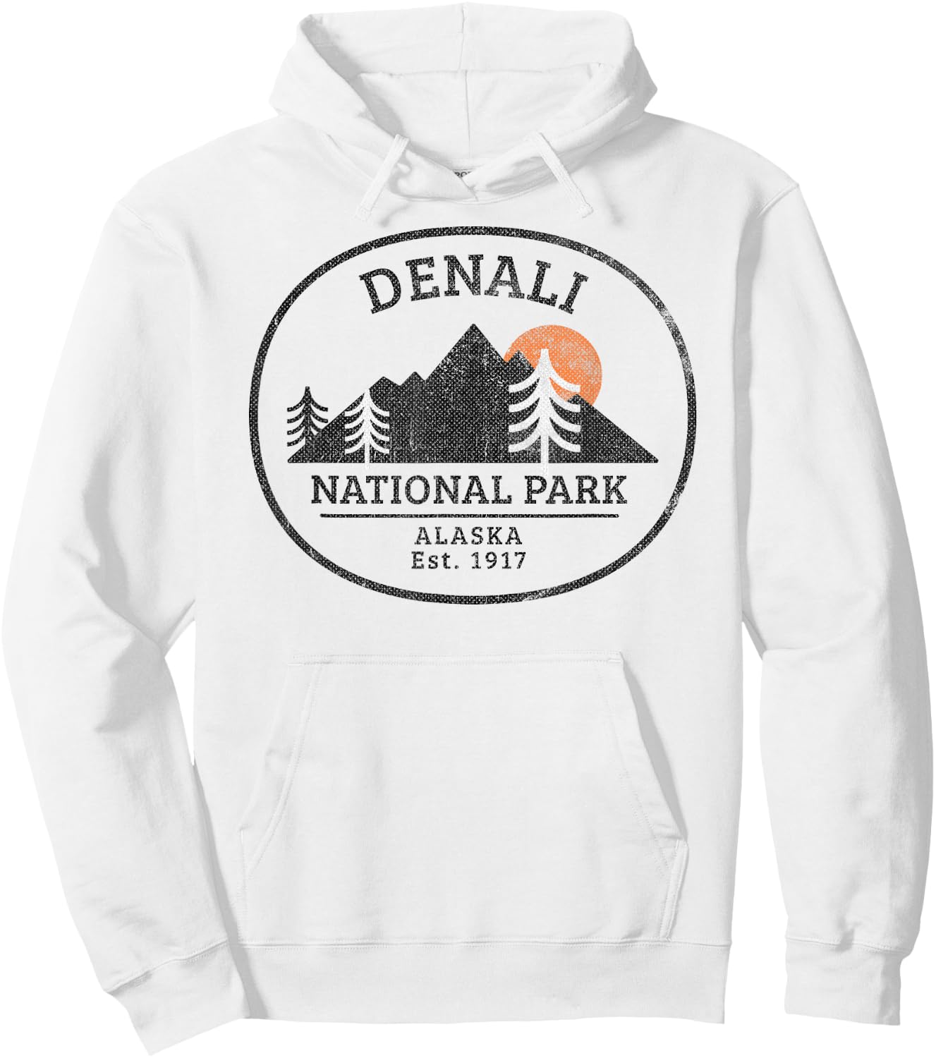 Vintage Denali National Park Alaska Hoodie - Hoodie | White