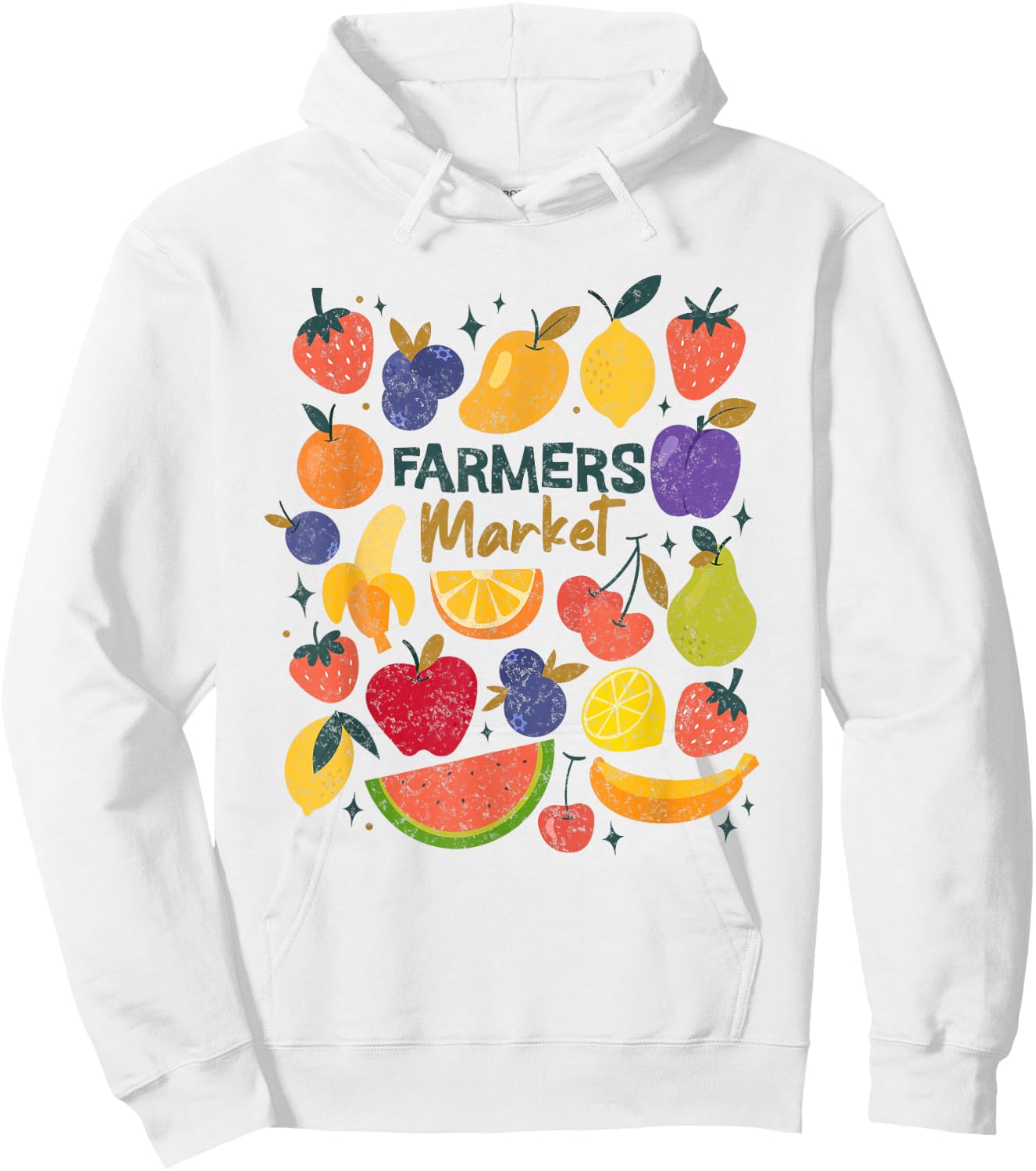 Farmers Market Fruit Lover Strawberry Blueberry Lemon Art Hoodie - Hoodie | White