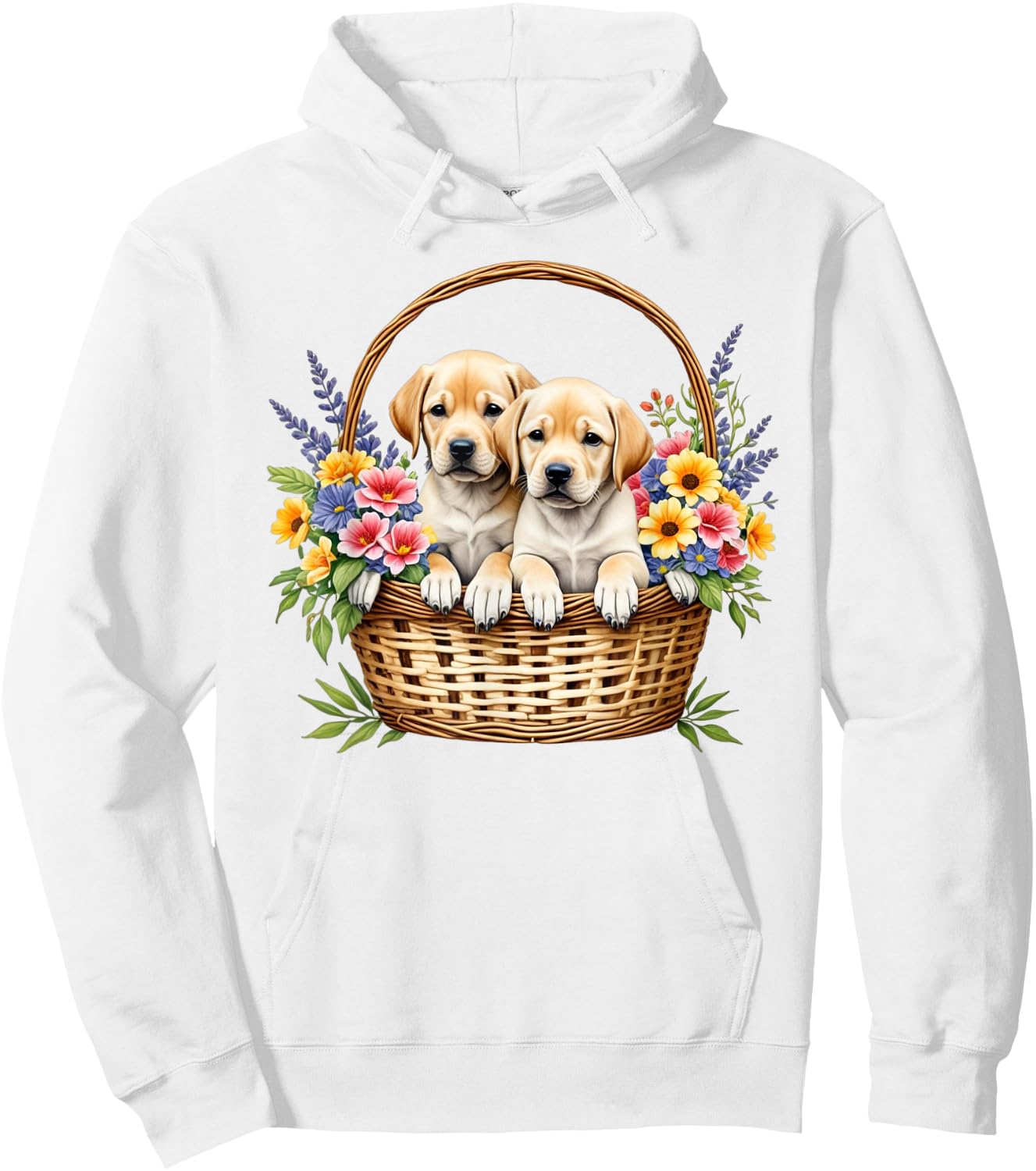Labrador Dog Owner Puppies in a Basket Hoodie - Hoodie | White