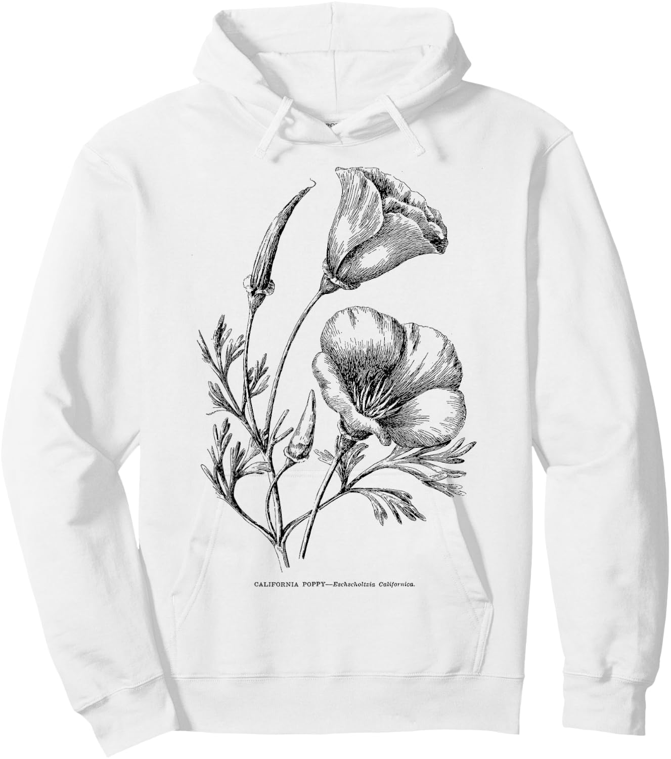 Californian Poppy Botanical Illustration Flower California Hoodie - Hoodie | White