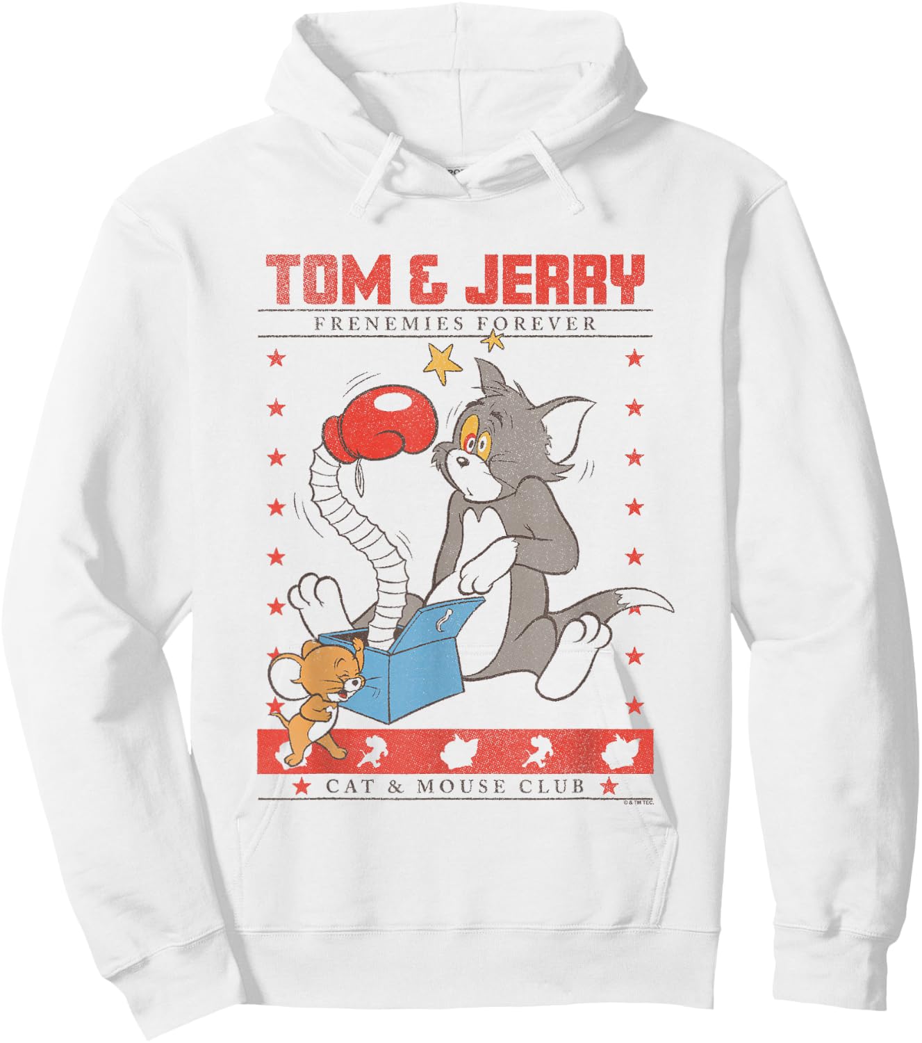 Tom and Jerry Frenemies Forever Cat & Mouse Club Hoodie - Hoodie | White