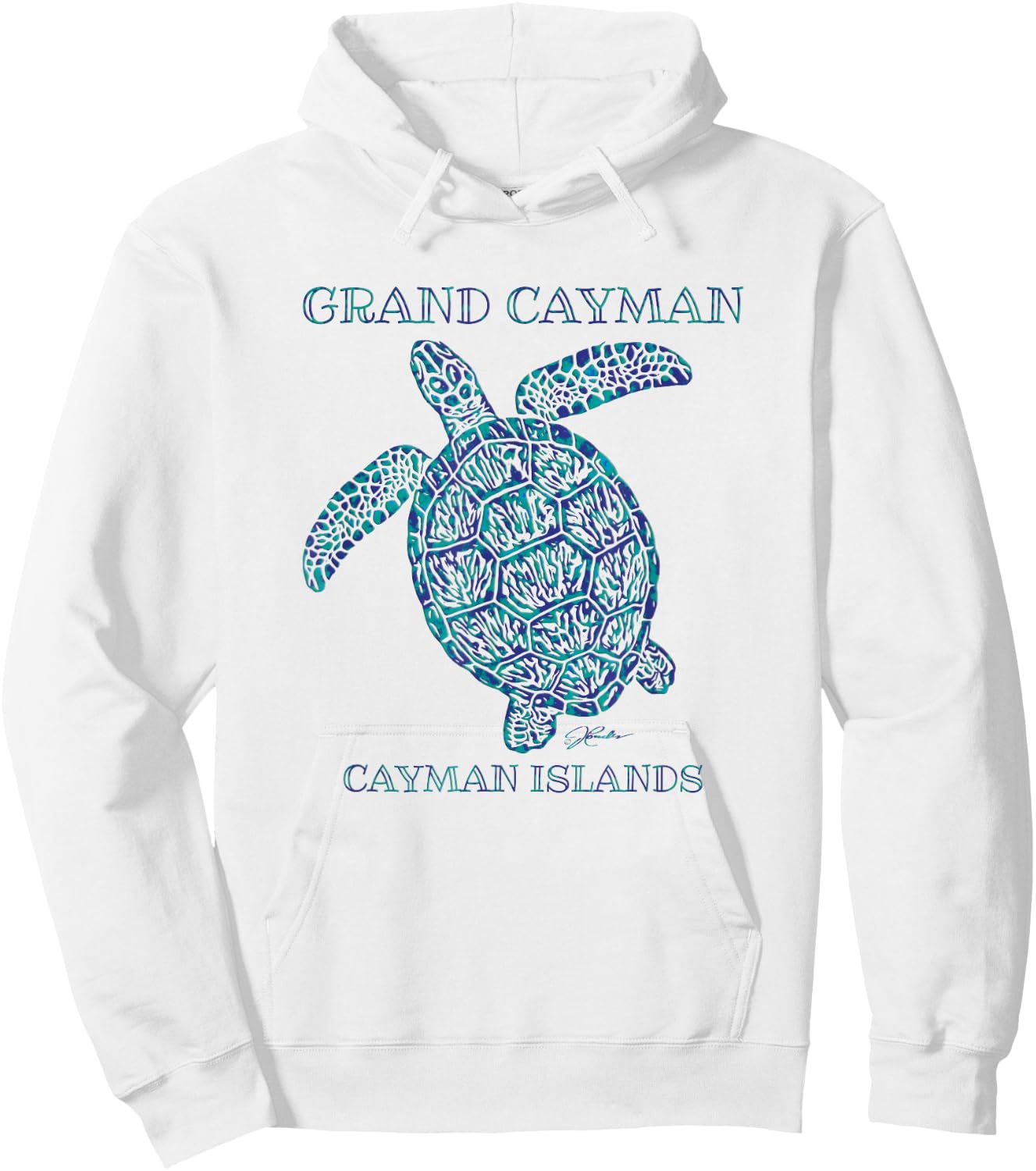 JCombs: Grand Cayman, Cayman Islands Sea Turtle Hoodie - Hoodie | White
