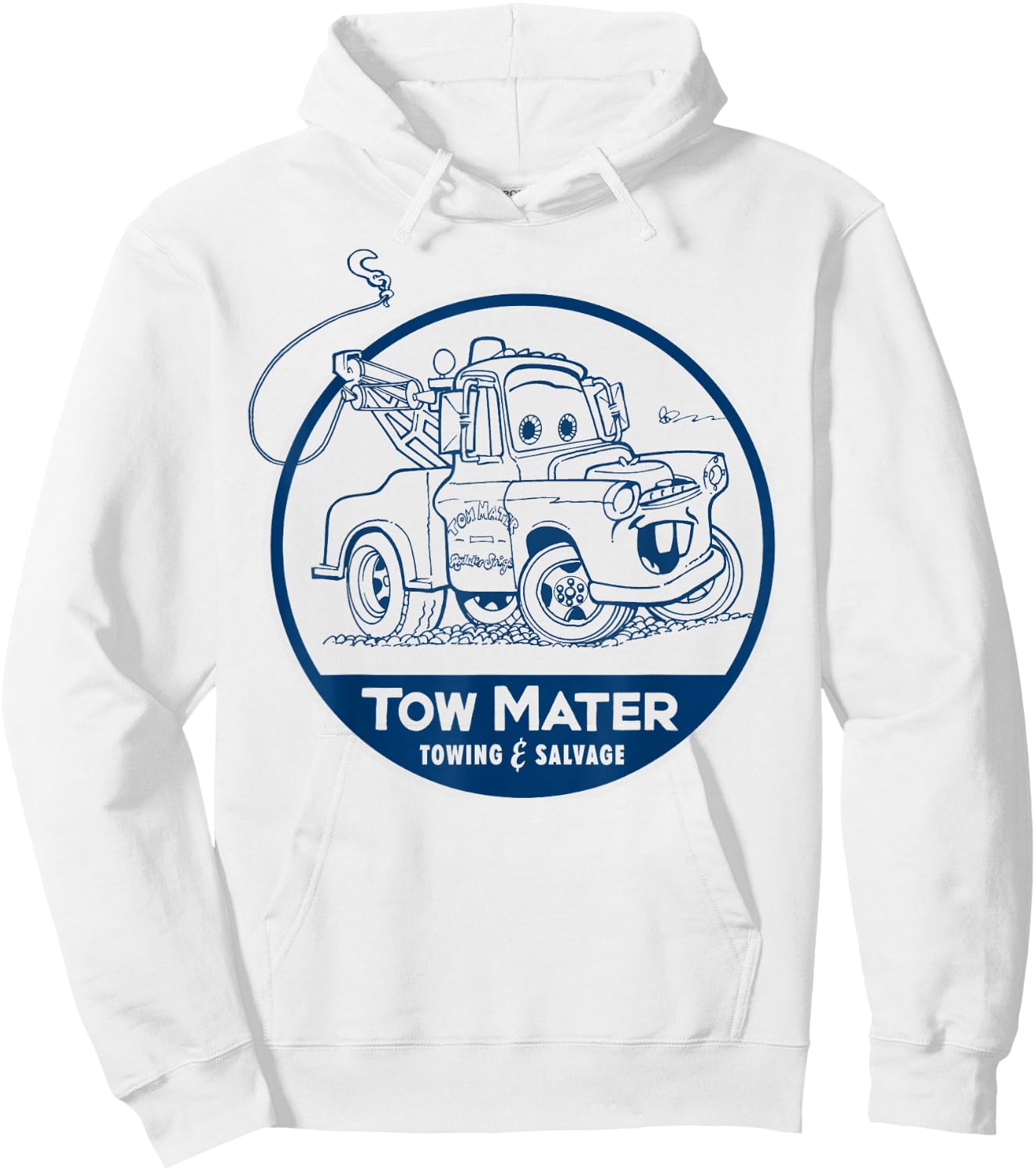 Disney Pixar Cars Tow Mater Salvage Vintage Sketch Badge Hoodie - Hoodie | White