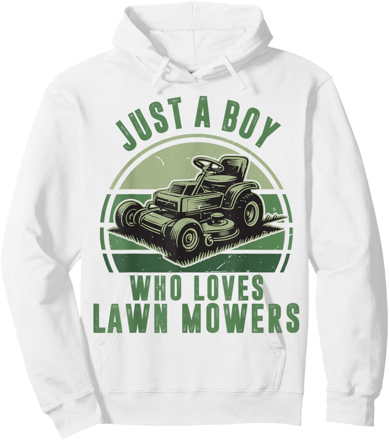Toddler Boy Who Loves Riding Lawn Mower Funny Mowing Kid Men Hoodie - Hoodie | White