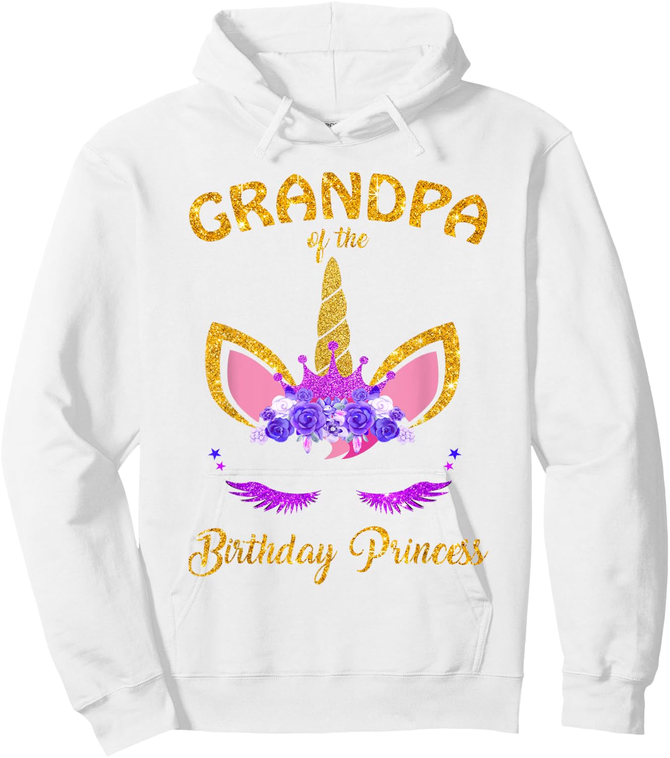 Grandpa of the Birthday Princess Unicorn Girl T Shirt Outfit Hoodie - Hoodie | White