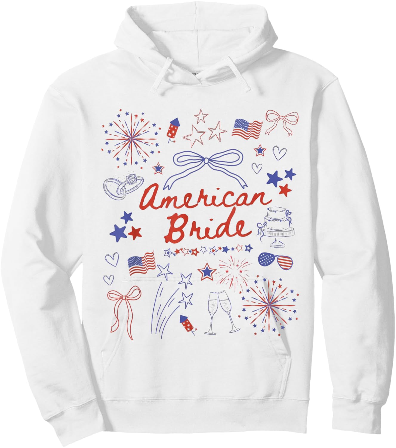 4th Of July Bachelorette Party American Bride Coquette Bow Hoodie - Hoodie | White