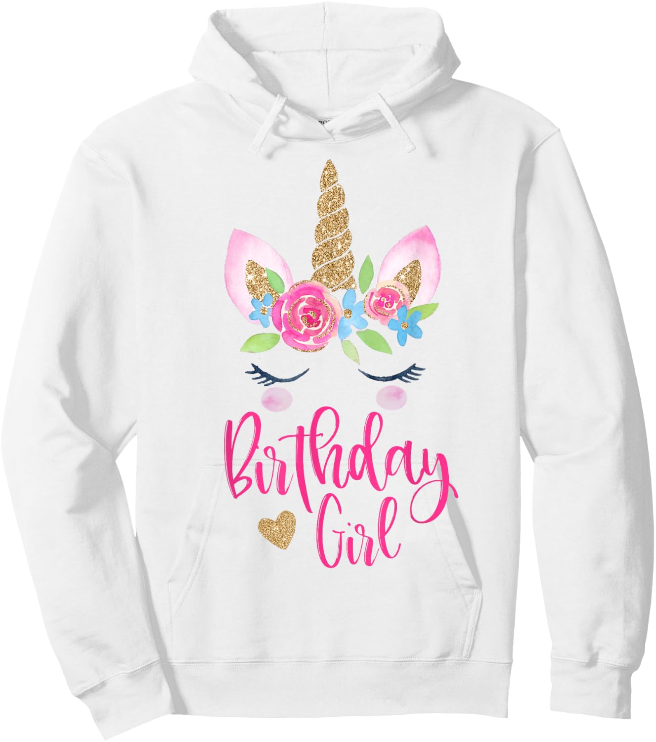 Unicorn Birthday Girl Shirt Pink Cute Theme Party Hoodie - Hoodie | White