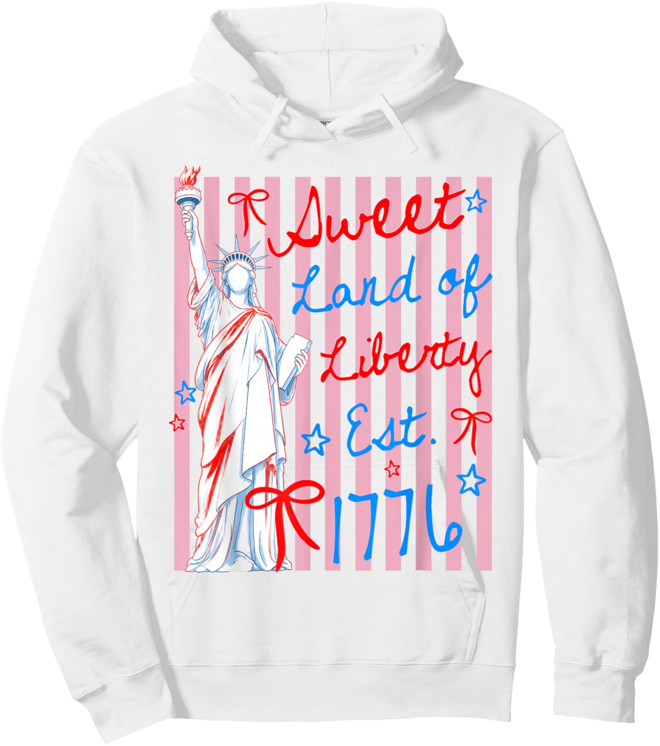 Sweet Land of Liberty Est 1776 4th July USA Flag Men Women Hoodie - Hoodie | White