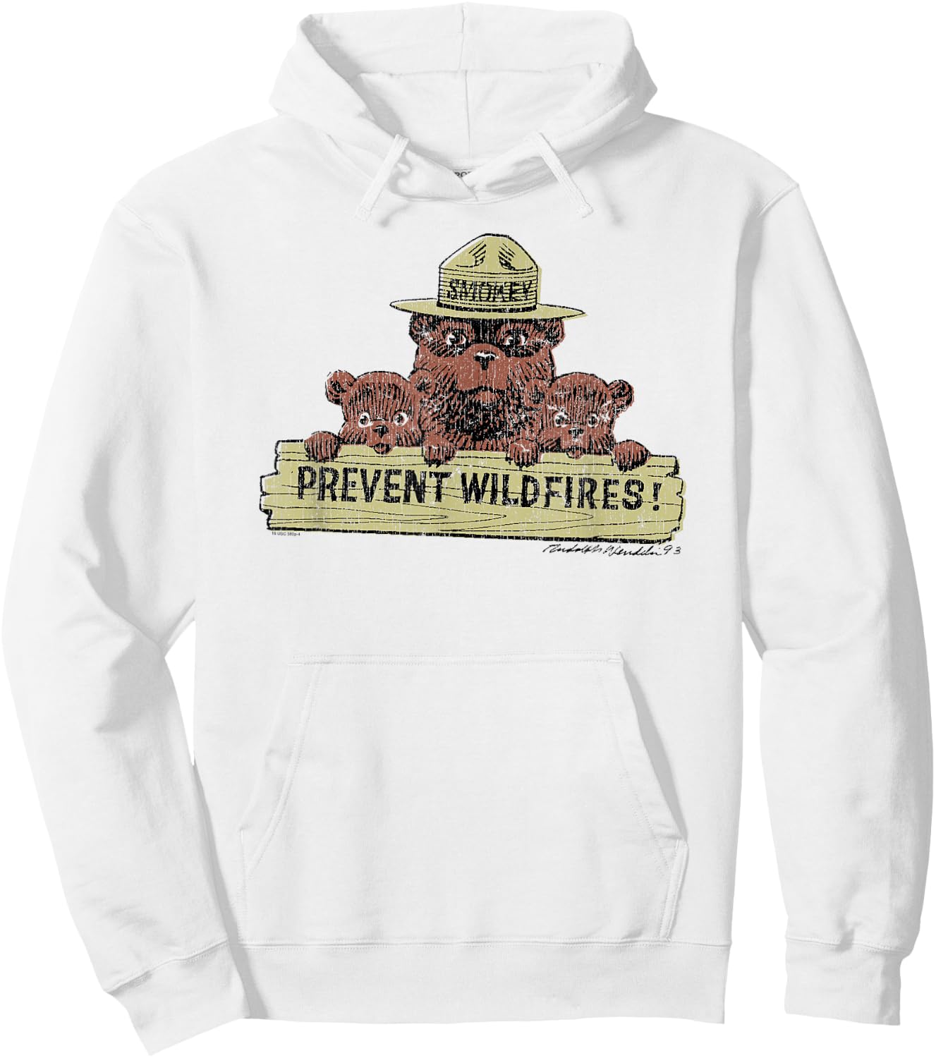 Smokey Bear Prevent Wildfires Sign with Cubs Hoodie - Hoodie | White