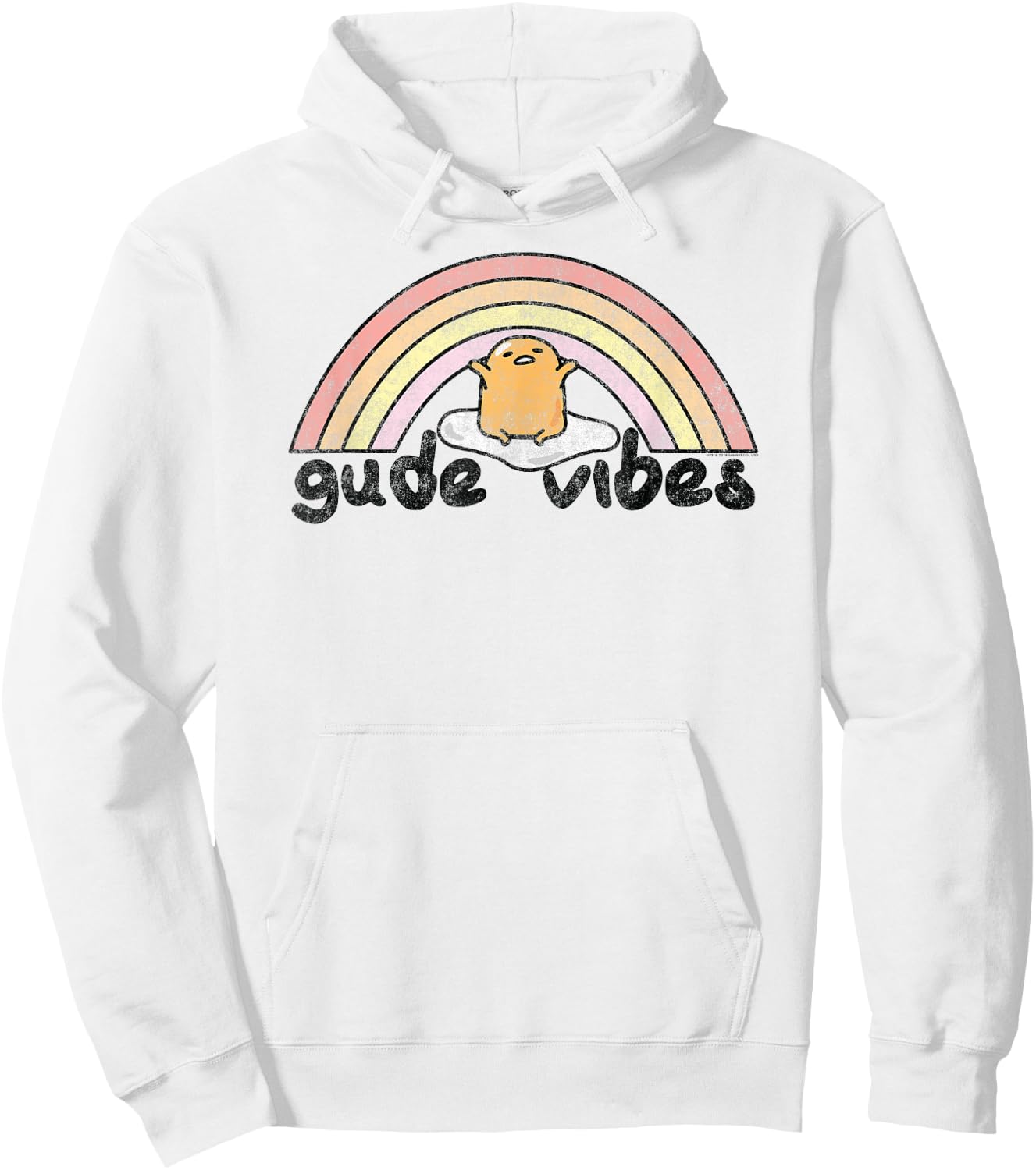 Gudetama Gude Vibes Good Vibes Rainbow Small Hoodie - Hoodie | White