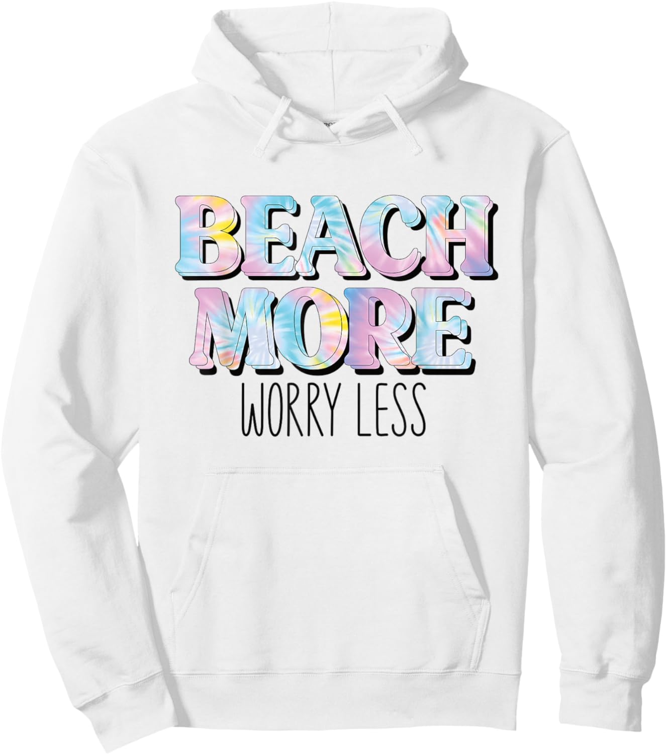 Beach More Worry Less Retro Tie Dye Summer Coastal Surfer Hoodie - Hoodie | White