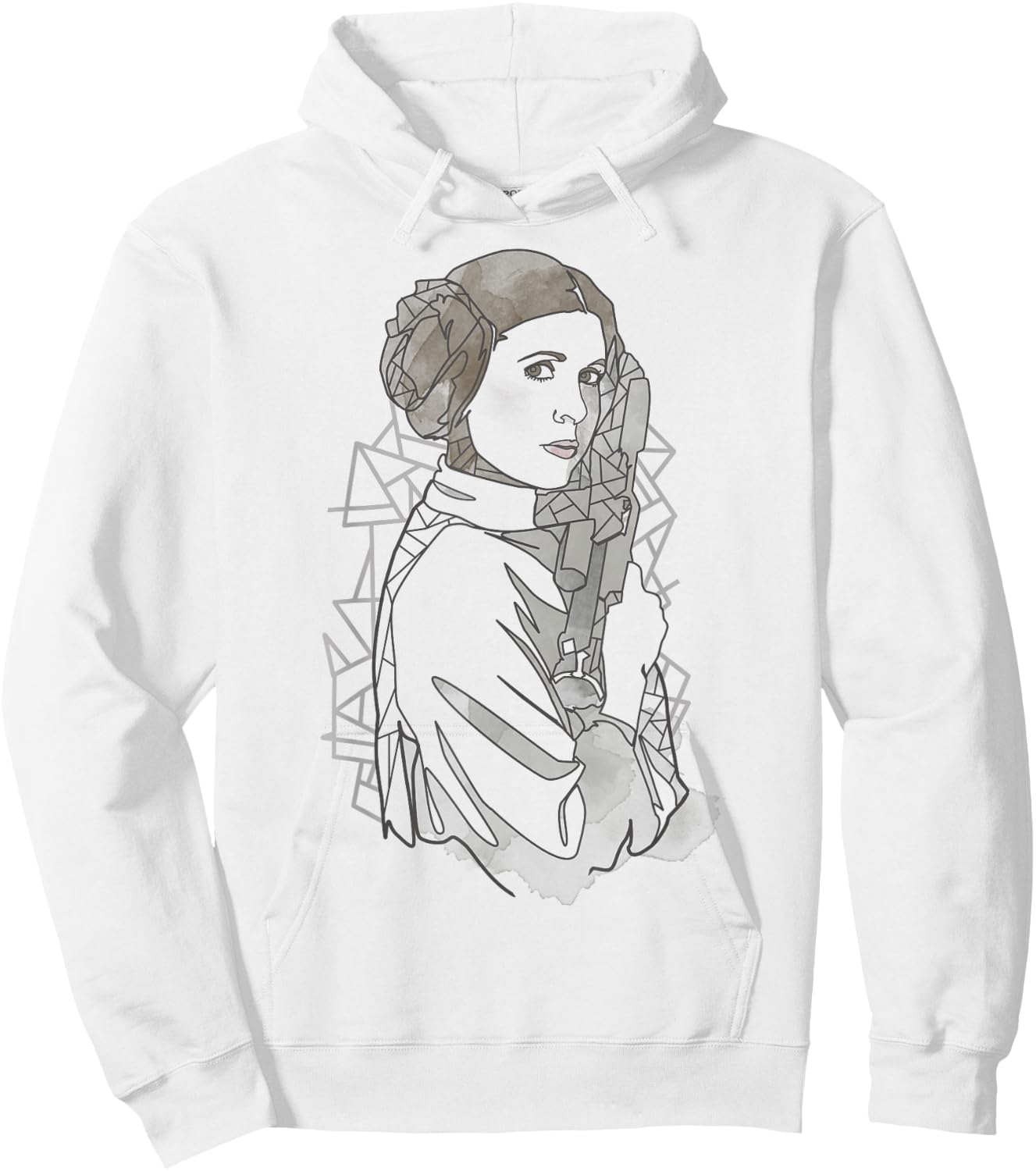 Star Wars Princess Leia Geometric Line Drawing Hoodie - Hoodie | White