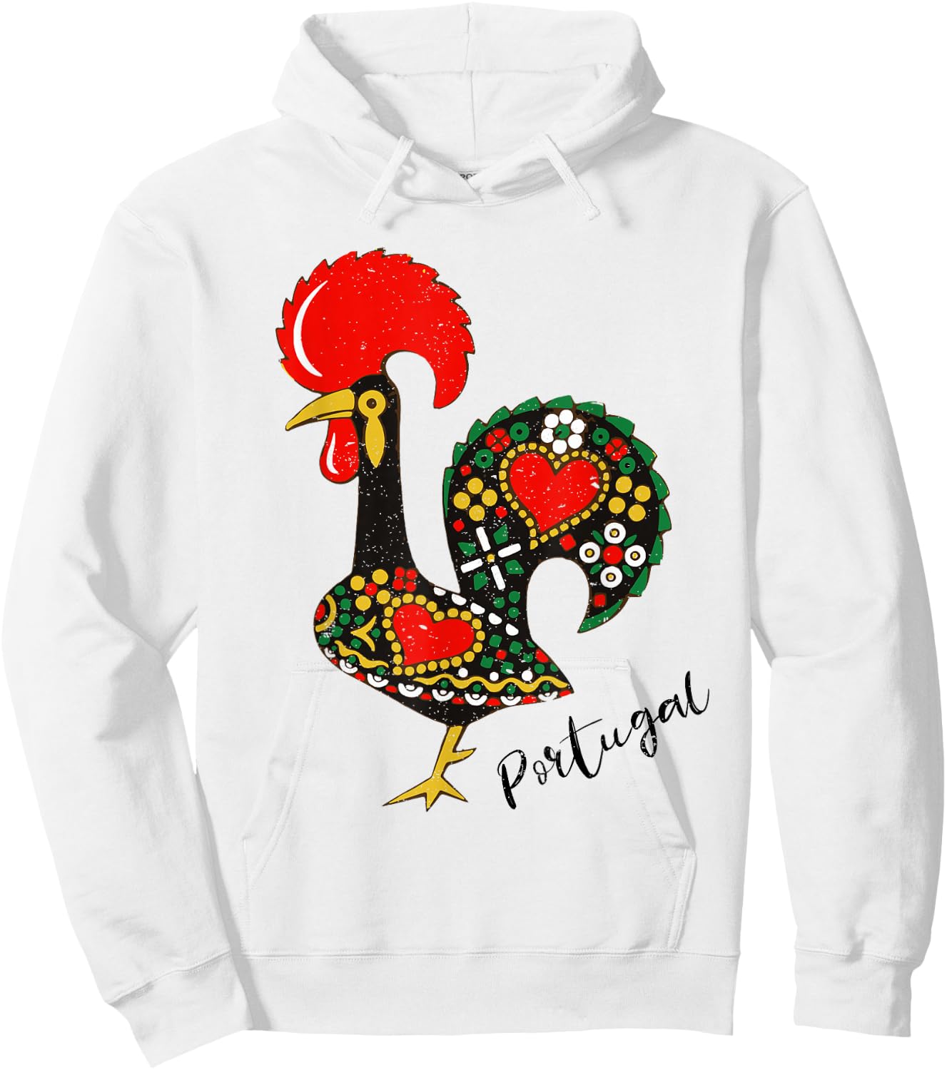 Galo de Barcelos - Portuguese Rooster Design Hoodie - Hoodie | White