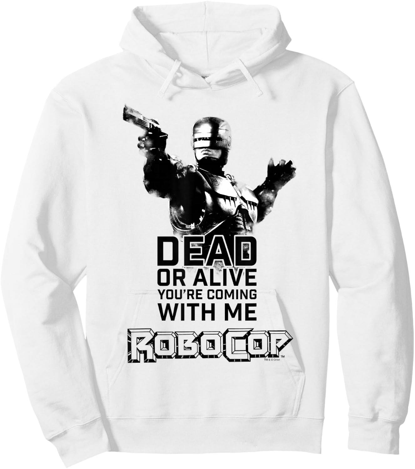 RoboCop Dead Or Alive You're Coming With Me Portrait Logo Hoodie - Hoodie | White