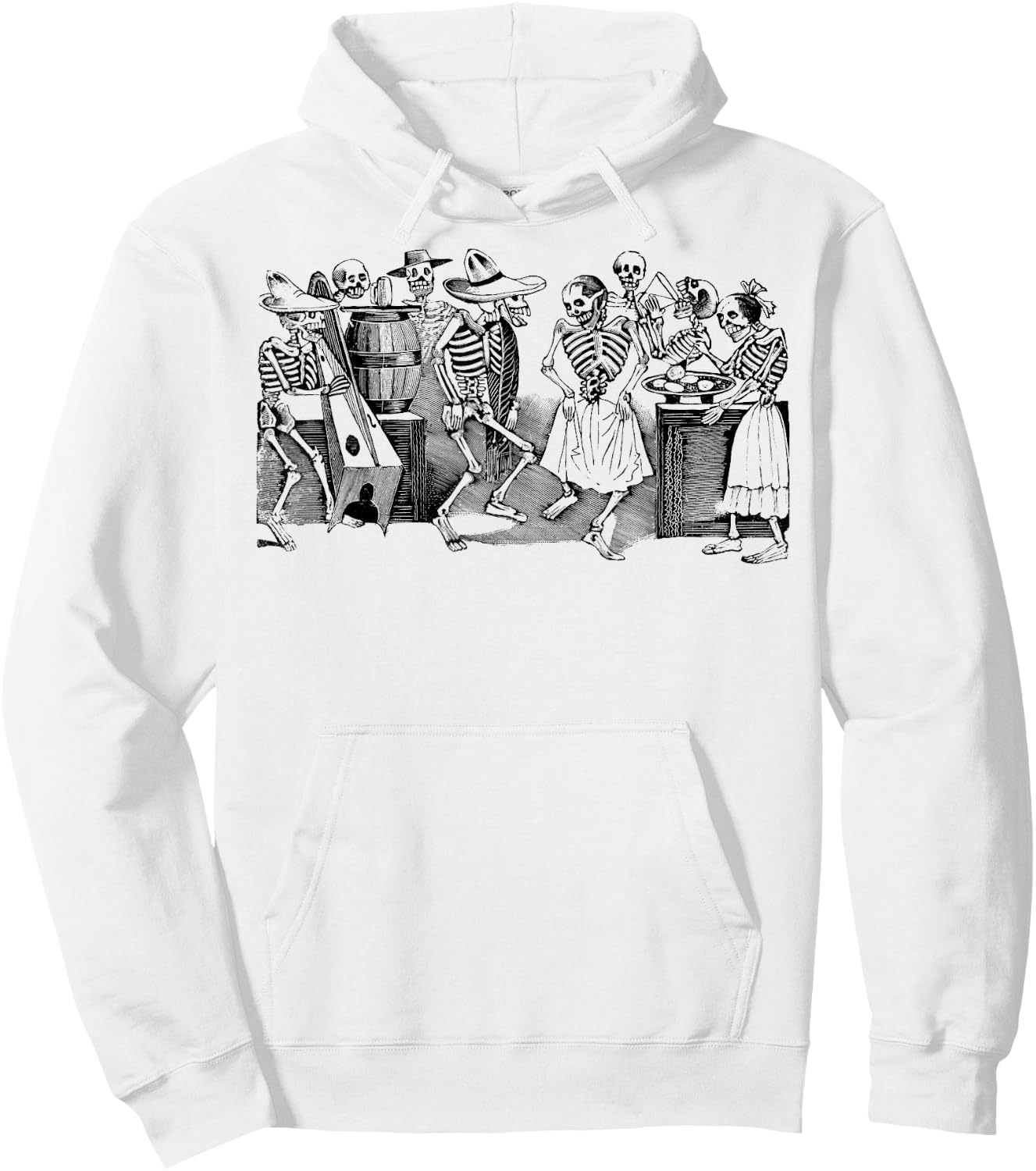 Mintage Dancing Skeletons Hoodie - Hoodie | White