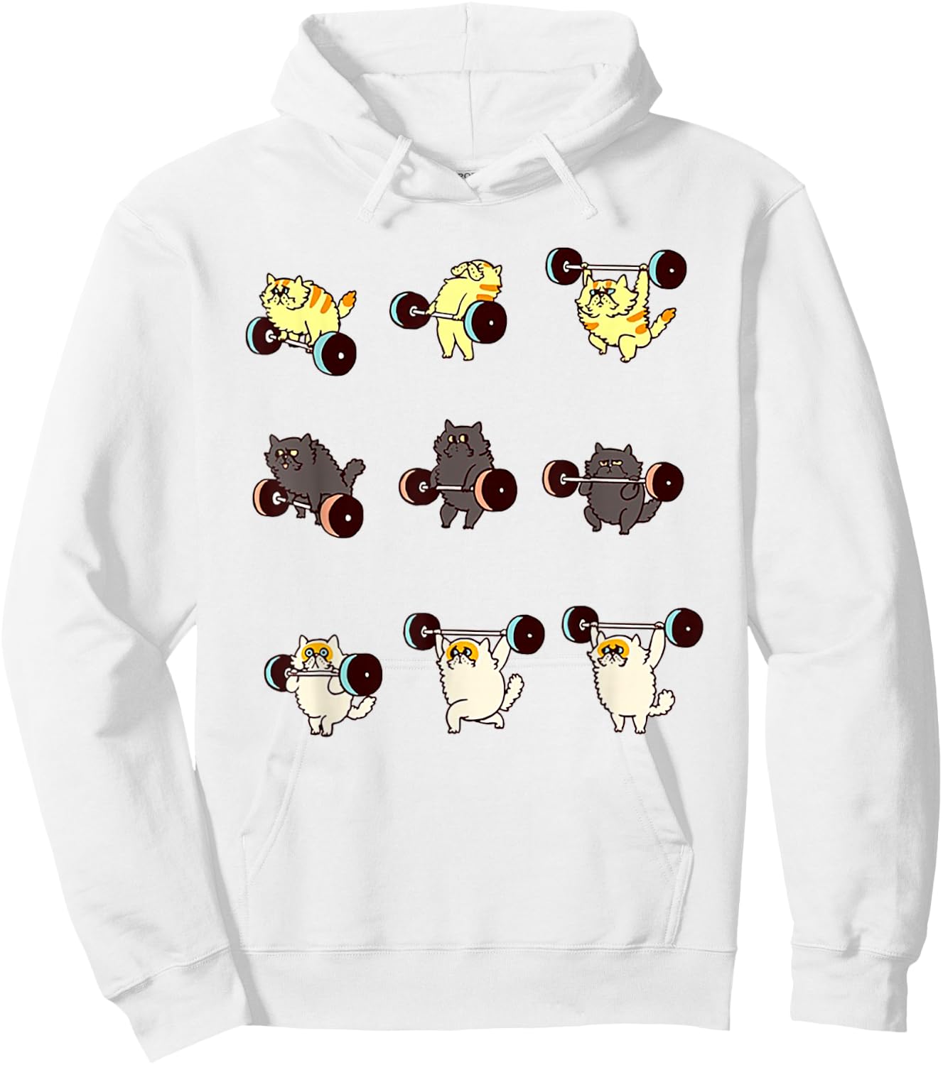 Weight Lifting Cat Funny Gym Gift Hoodie - Hoodie | White