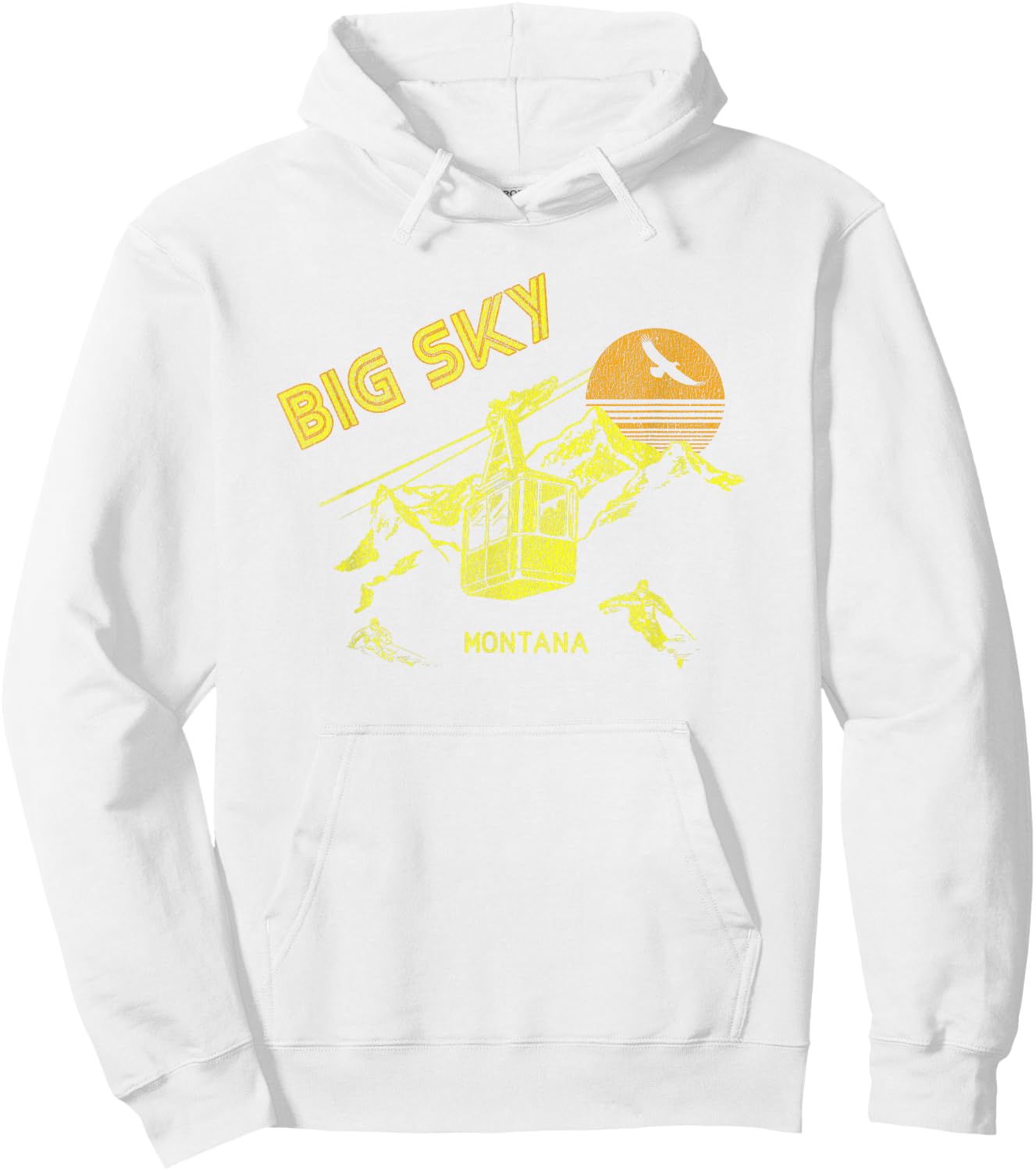Big Sky Montana Distressed Retro Skiing Hoodie - Hoodie | White
