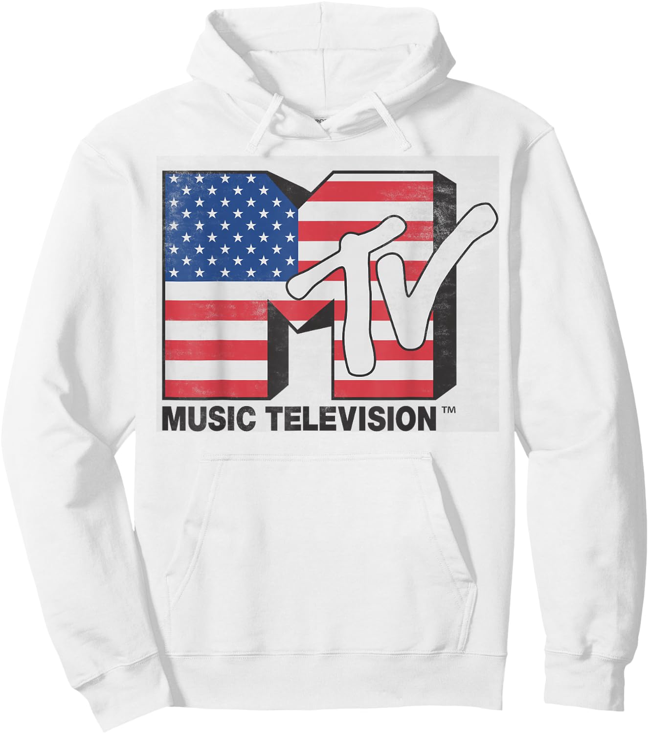 MTV American Flag Stars And Stripes Logo Hoodie - Hoodie | White