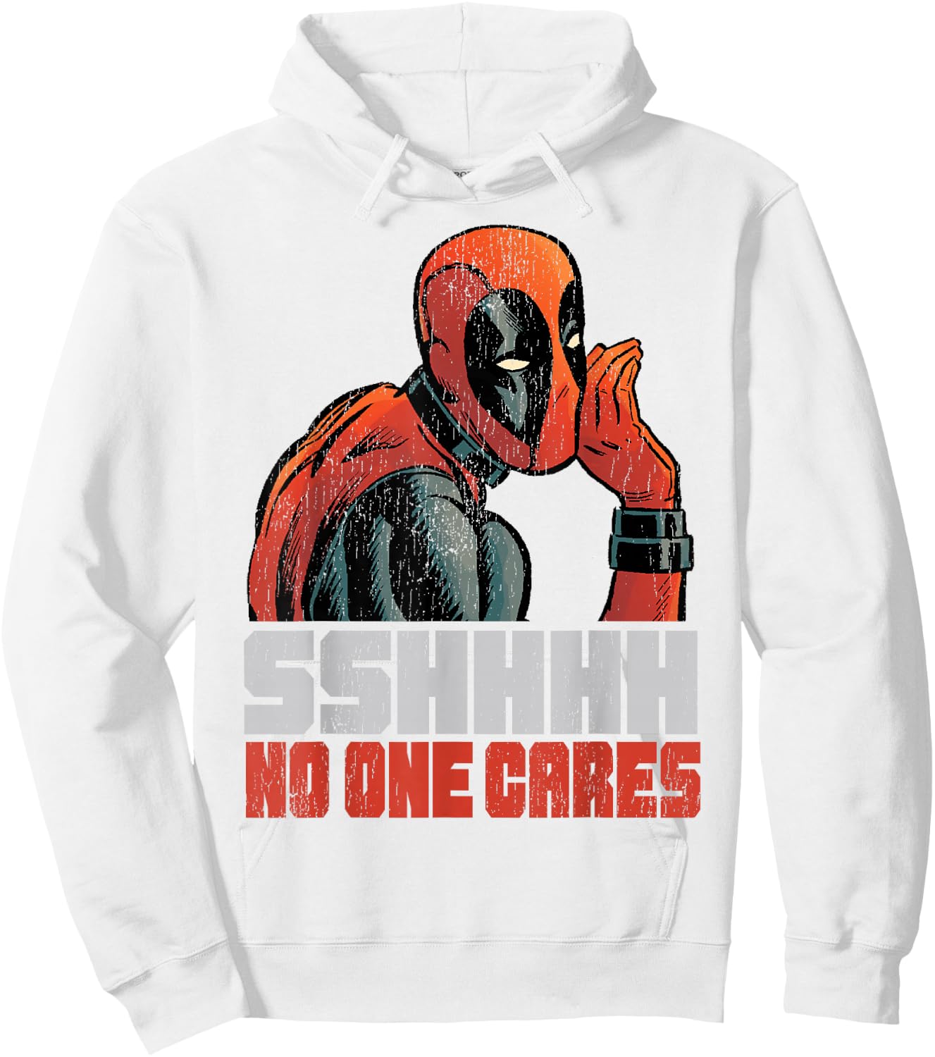 Marvel Deadpool SHHH No One Cares Whisper Graphic C1 Hoodie - Hoodie | White