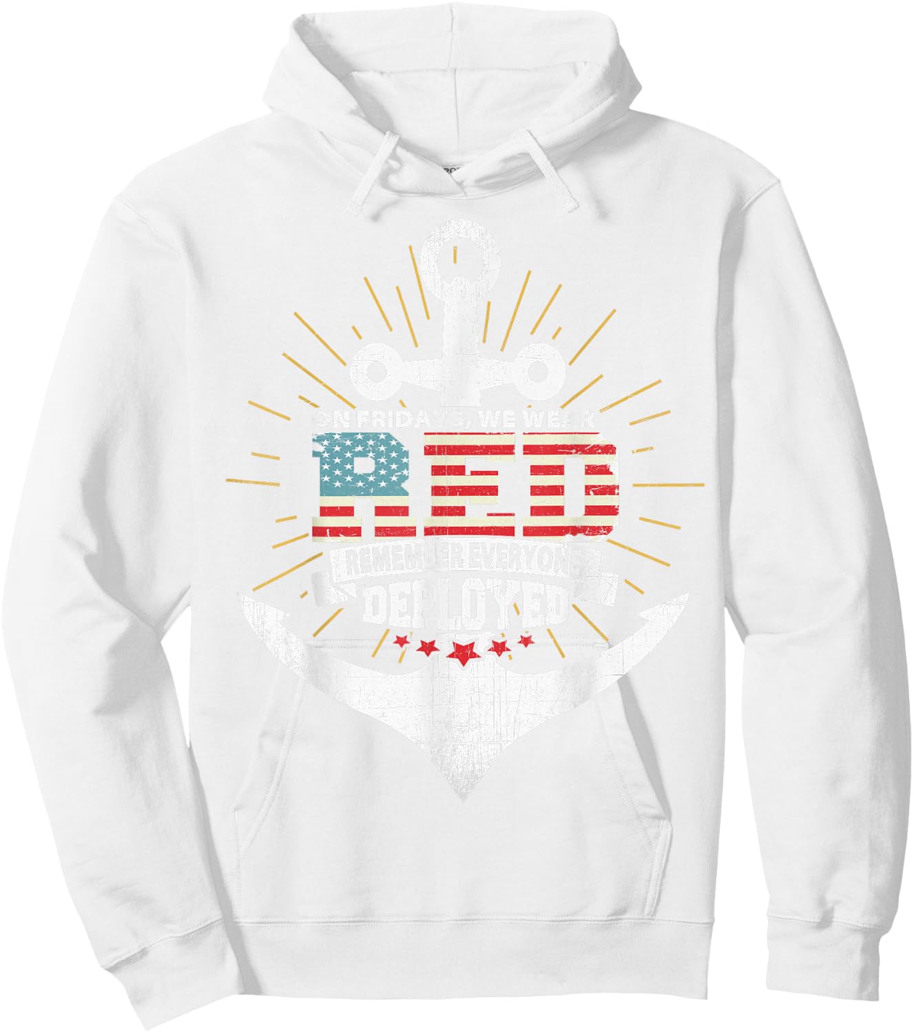 On Fridays We Wear Red Friday Navy Gift Distressed Hoodie - Hoodie | White
