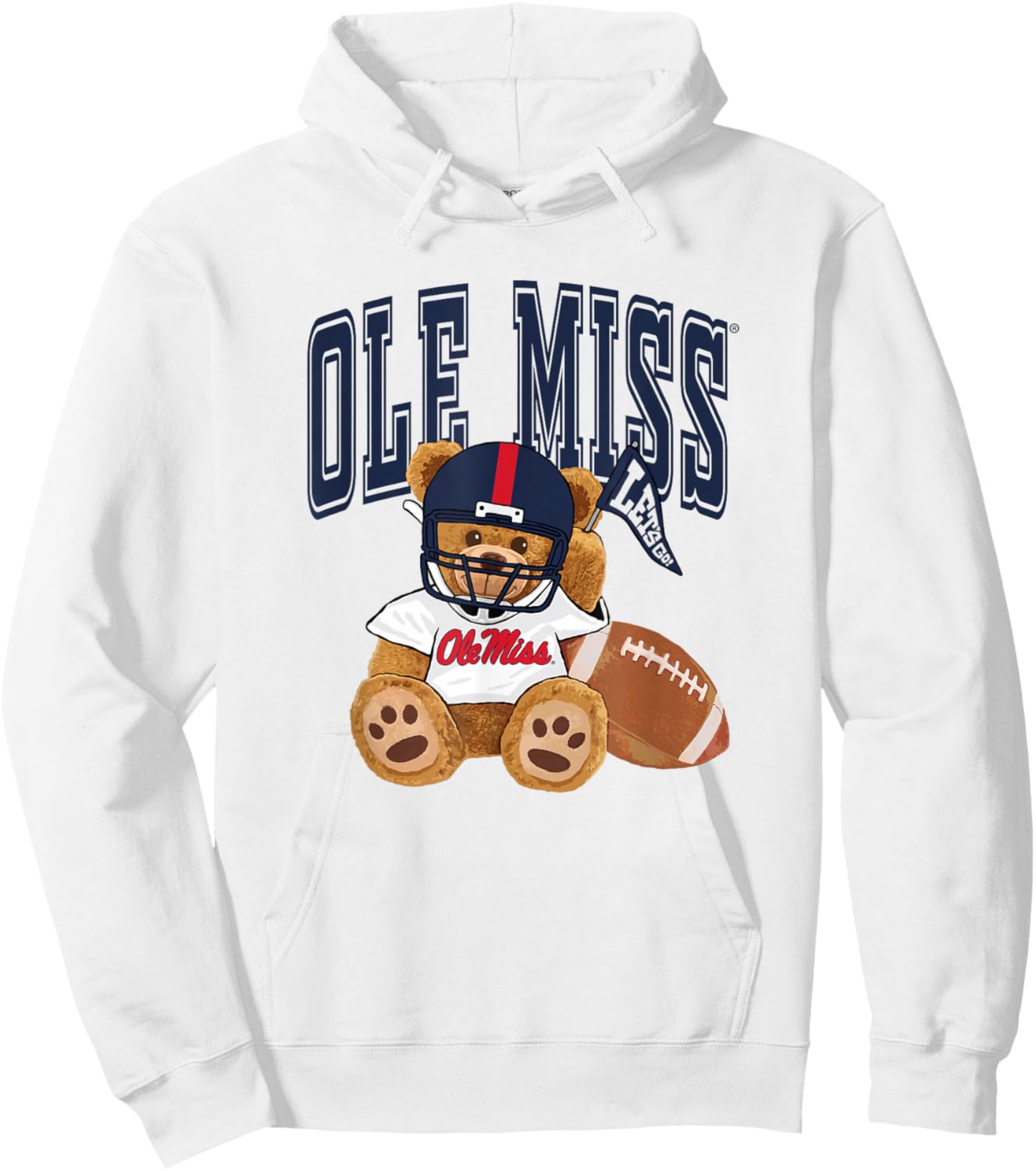 Mississippi Ole Miss Rebels Football Teddy Bear White Hoodie - Hoodie | White