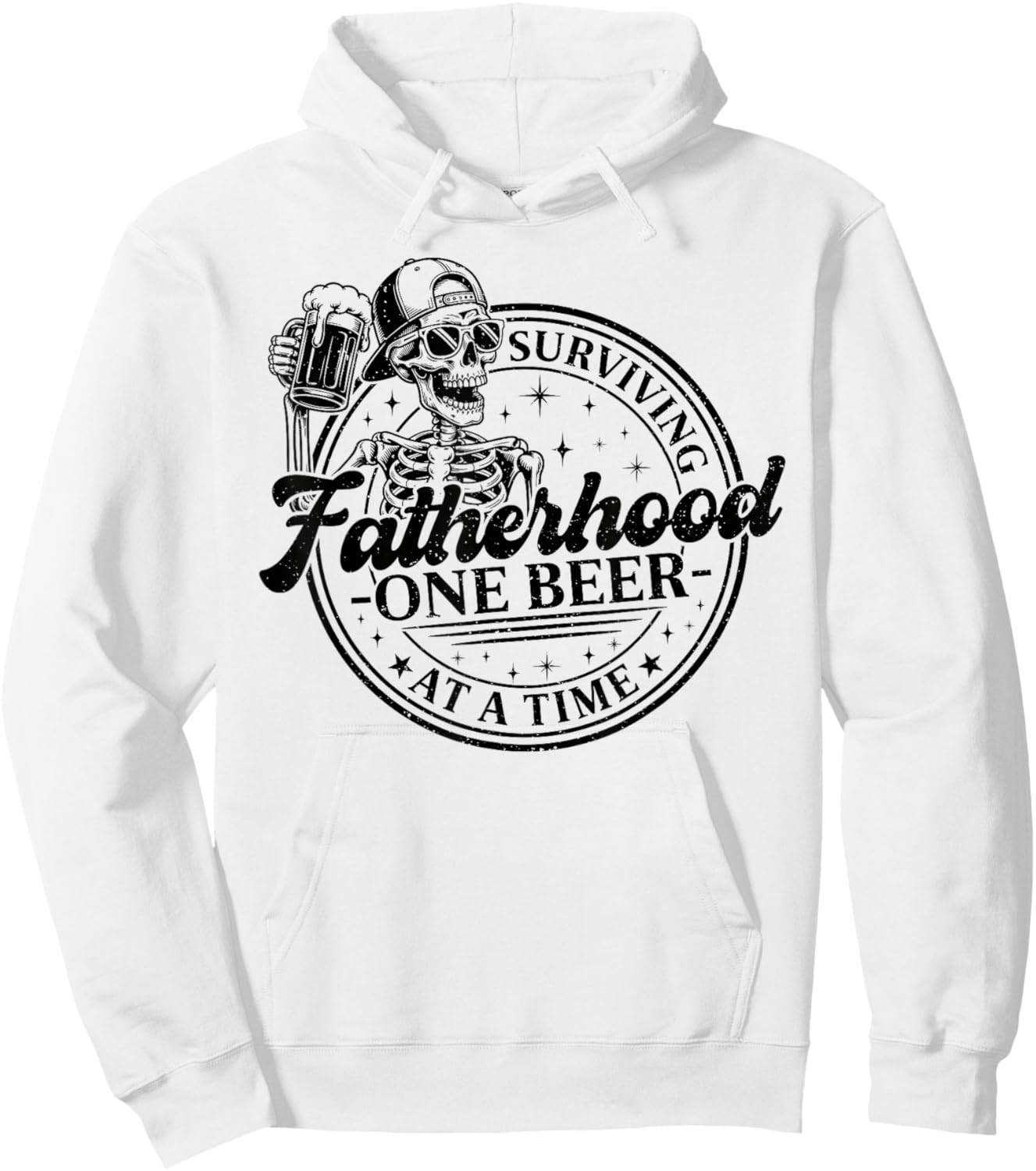 Surviving Fatherhood One Beer At A Time Fathers Day Skeleton Hoodie - Hoodie | White
