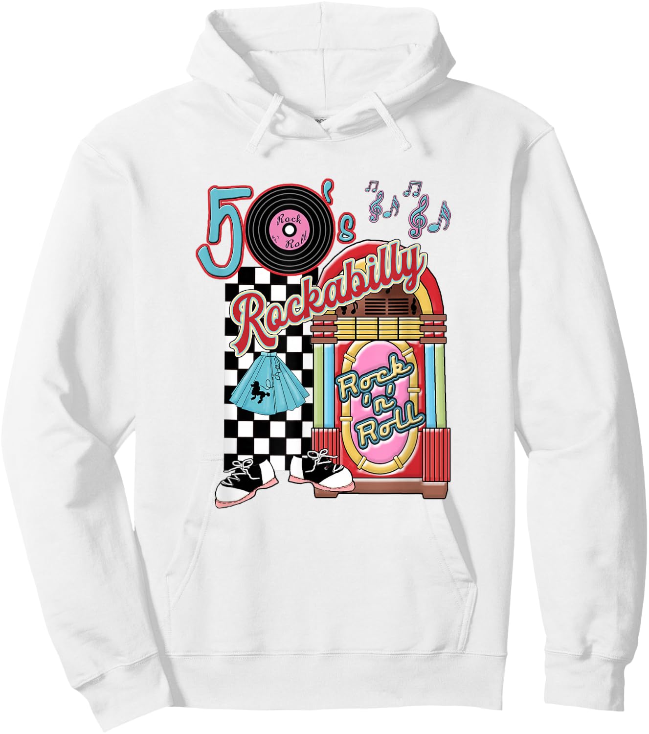 Rockabilly Lets Go to The Hop 1950's Retro Classic Jukebox Hoodie - Hoodie | White