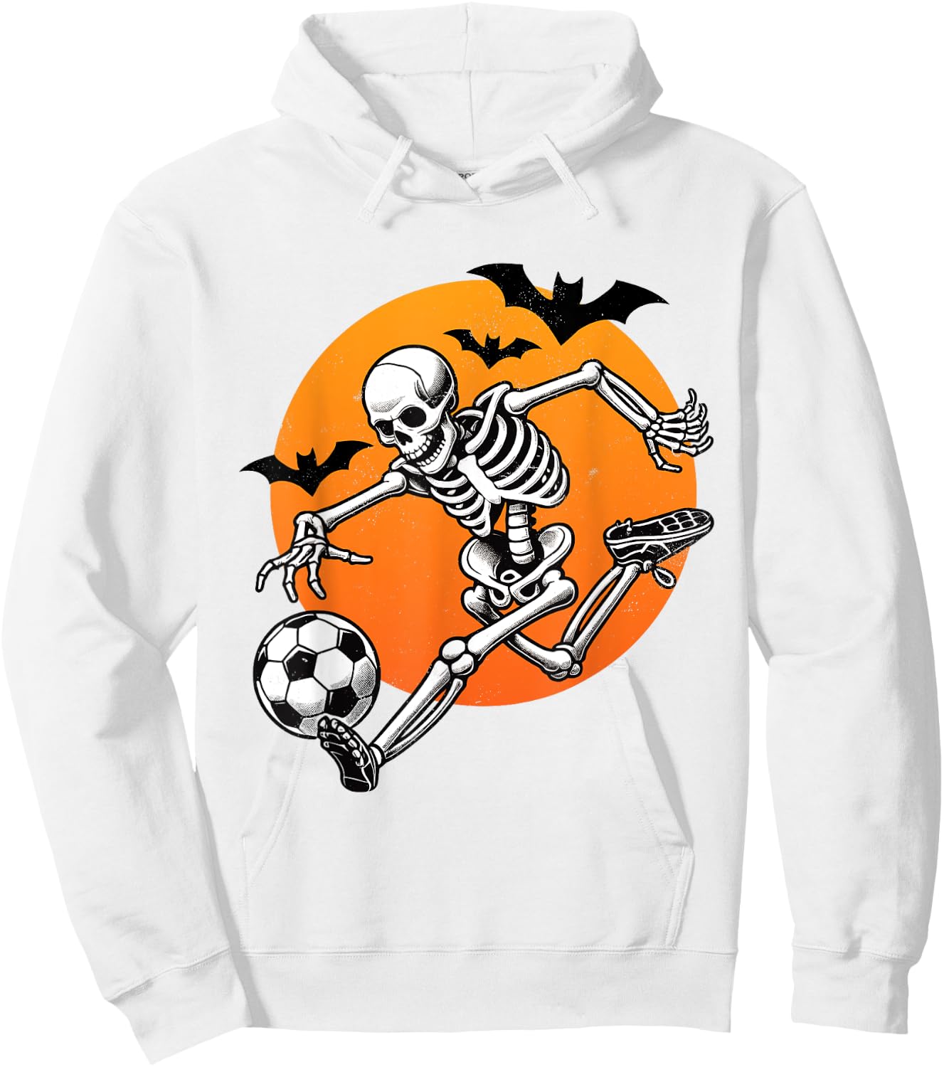 Skeleton Playing Soccer Player Fan Halloween Lazy Costume Hoodie - Hoodie | White