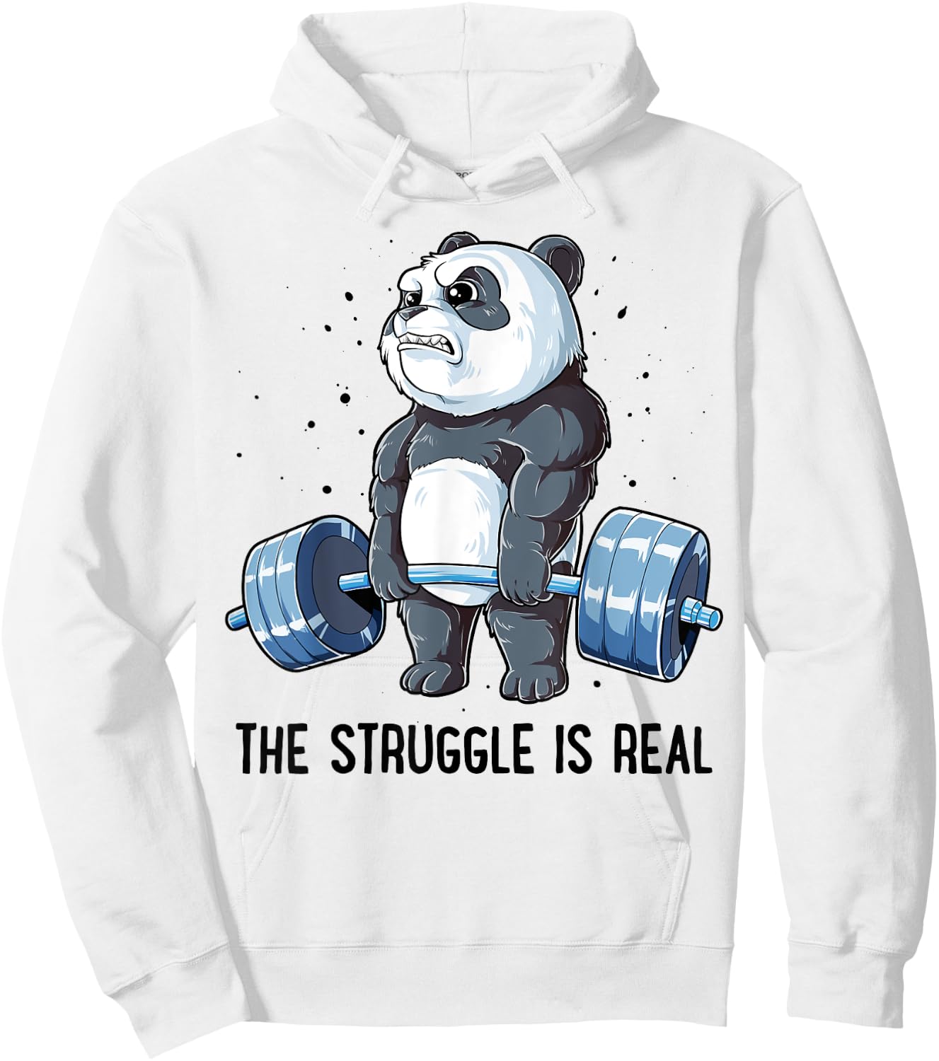 Panda The Struggle Is Real Weightlifting Fitness Gym Funny Hoodie - Hoodie | White