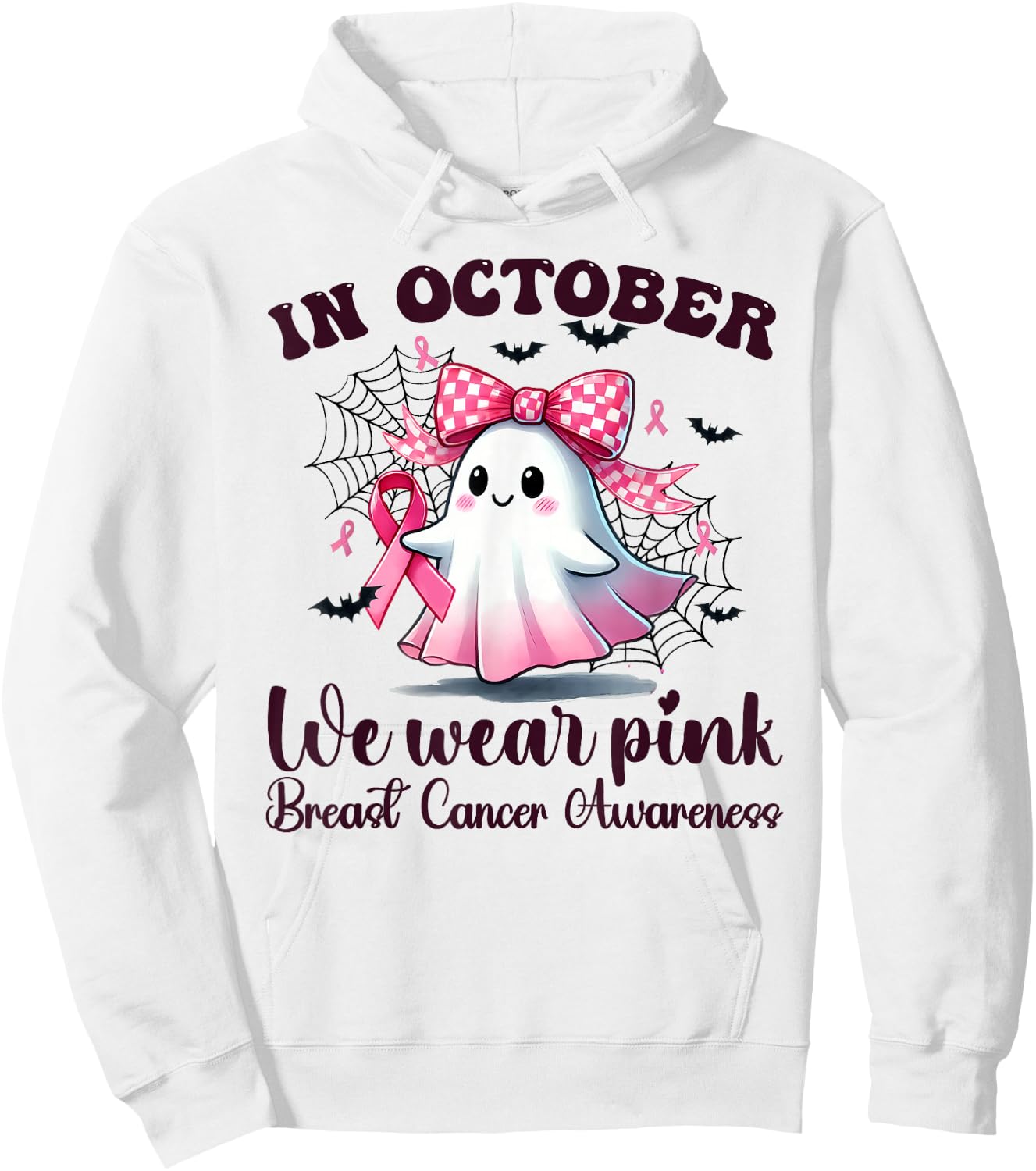 Halloween In October We Wear Pink Breast Cancer Awareness Hoodie - Hoodie | White