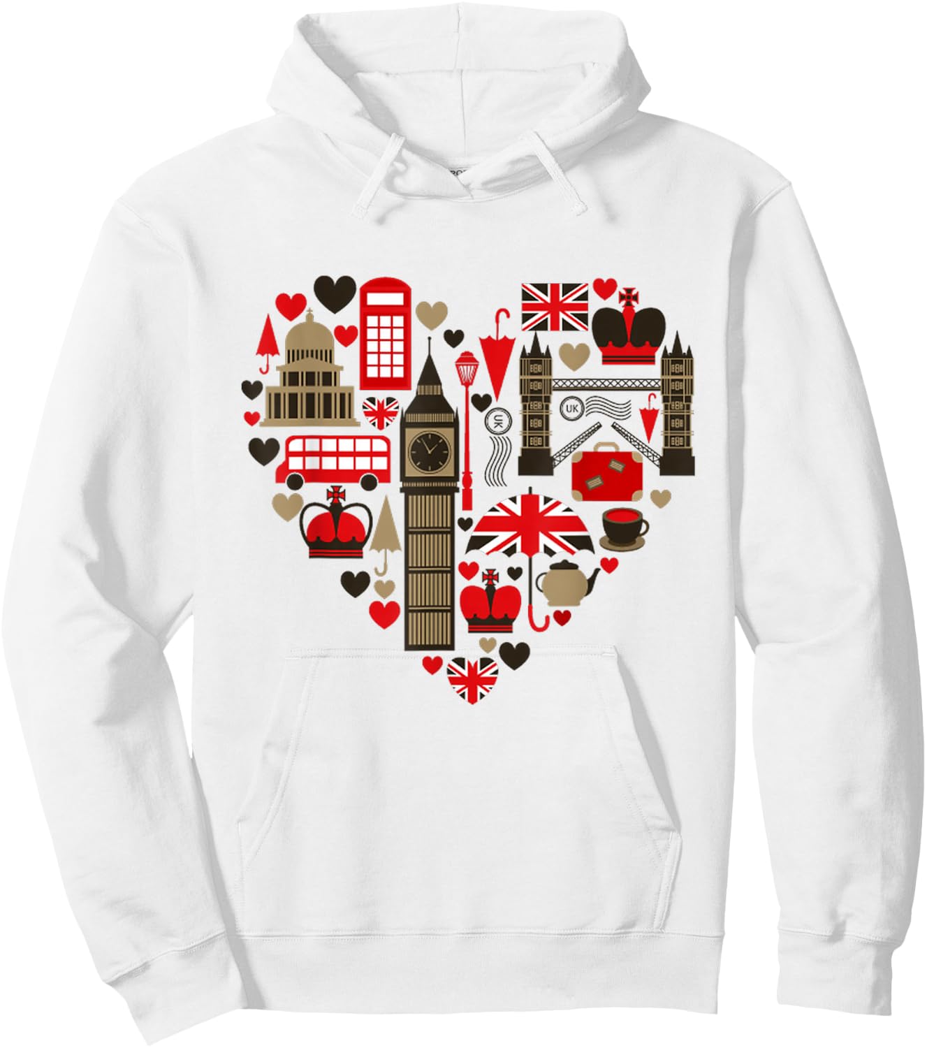 Vintage London I Love Travel Wanderlust Union Jack Hoodie - Hoodie | White