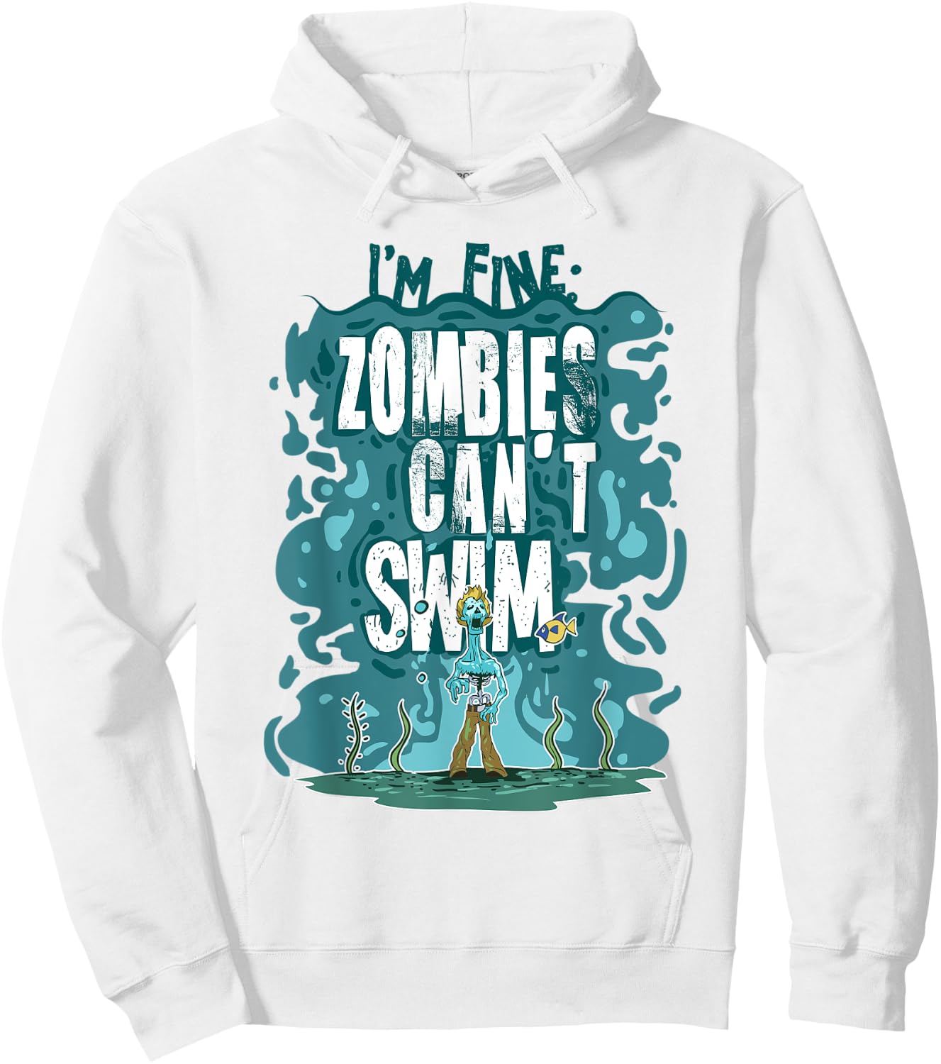 Funny Swimming Quote Gift Zombies Can't Swim for Swimmer Hoodie - Hoodie | White