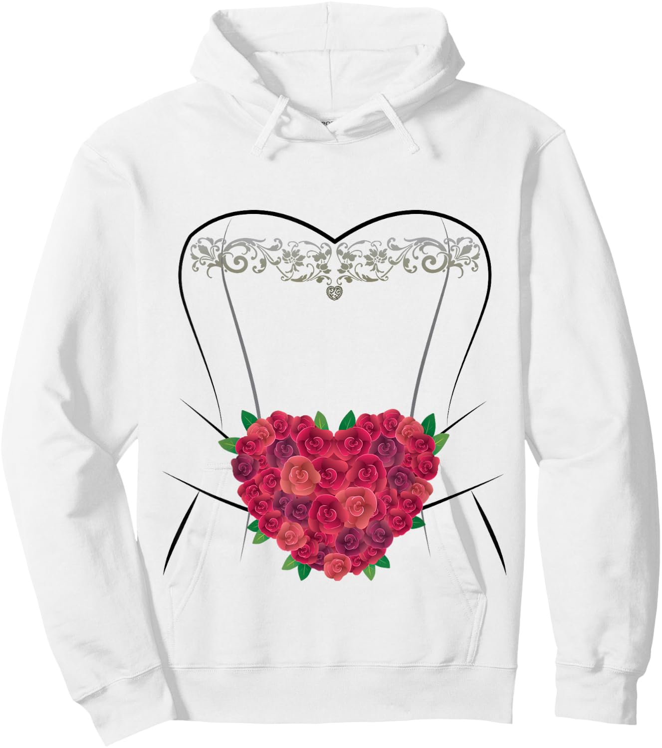 Wedding Dress T Shirt, Simple Marriage Bridal Shower Gifts Hoodie - Hoodie | White