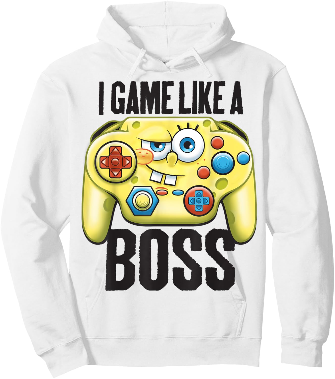Spongebob SquarePants I Game Like A Boss Short Sleeve Hoodie - Hoodie | White