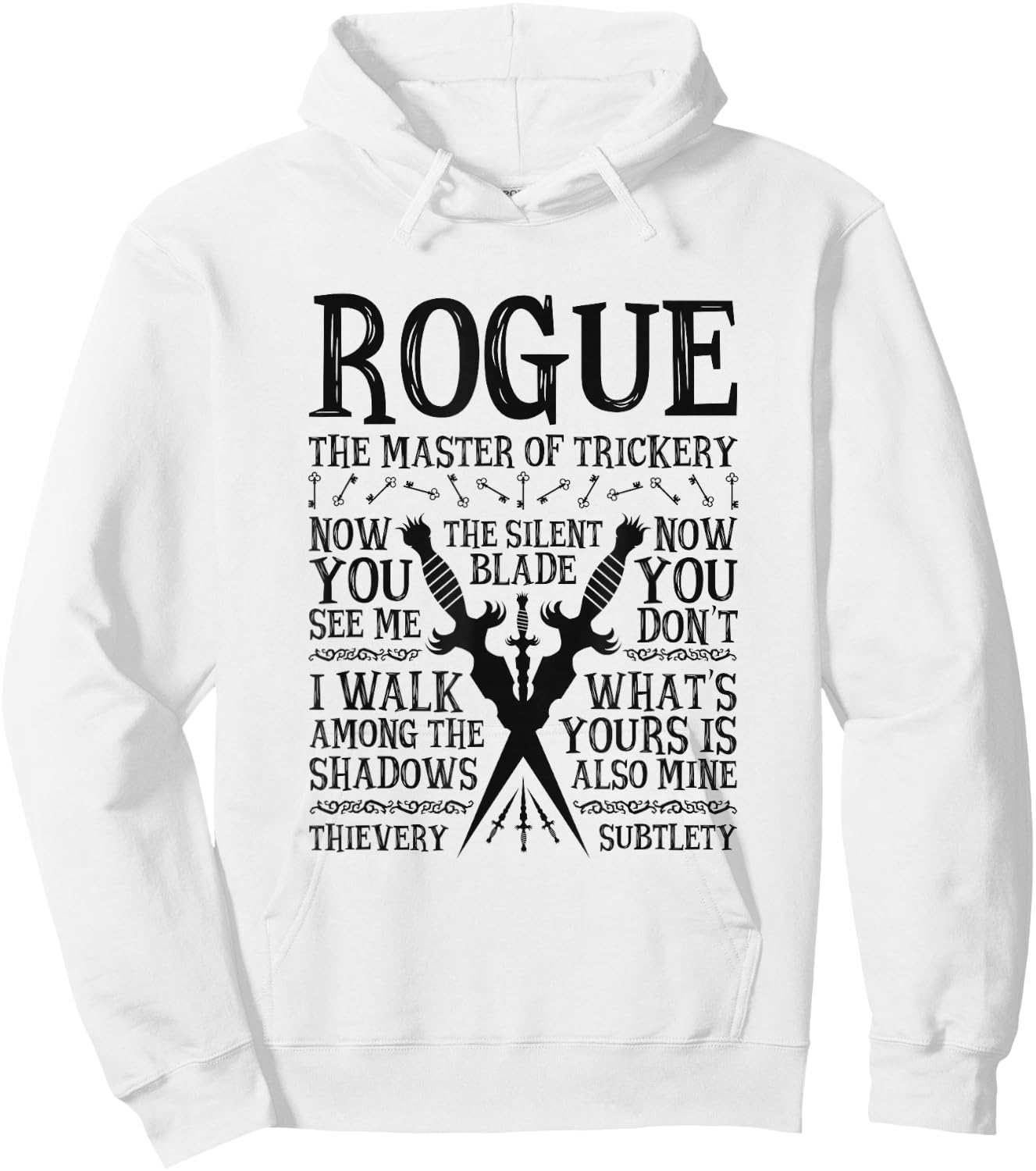 Rogue, The Master of Trickery - RPG Class Hoodie - Hoodie | White