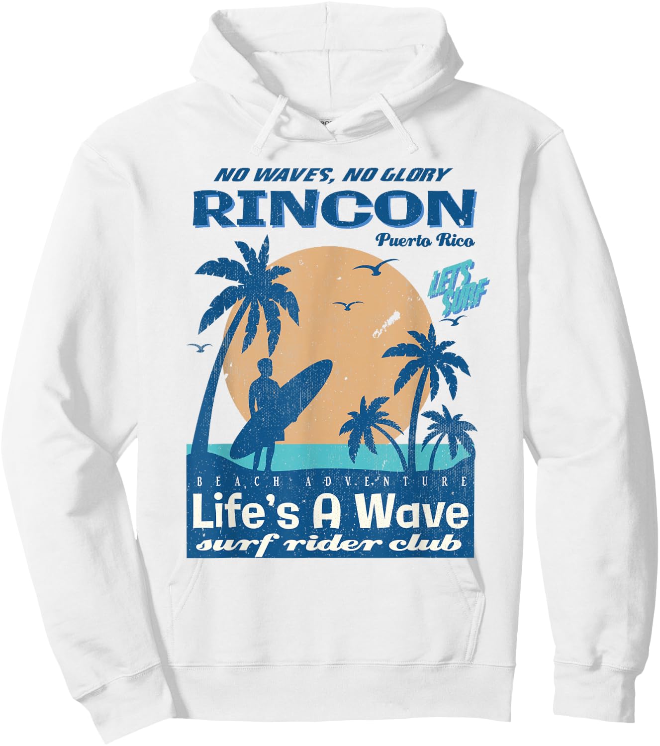 Vintage Rincon Puerto Rico Surf Rider Club Hoodie - Hoodie | White