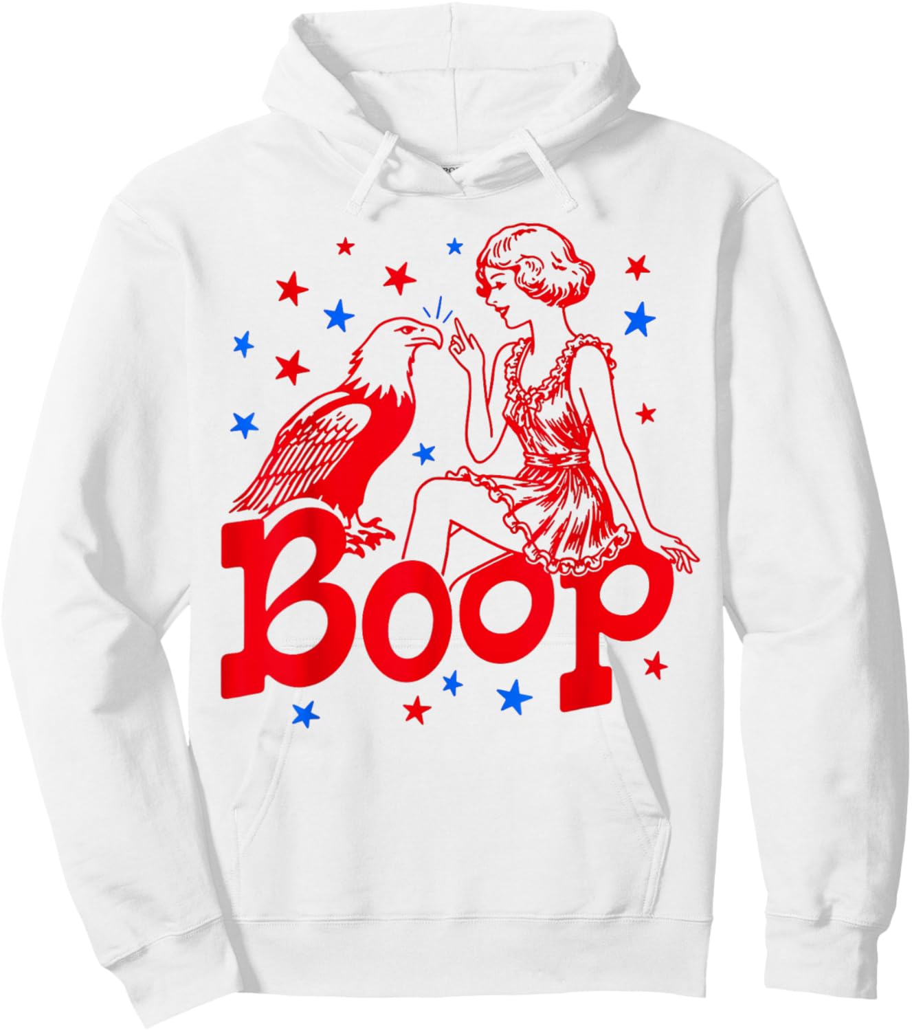 Hand Boop Nose Girl Eagle Patriotic 4th of July Hoodie - Hoodie | White
